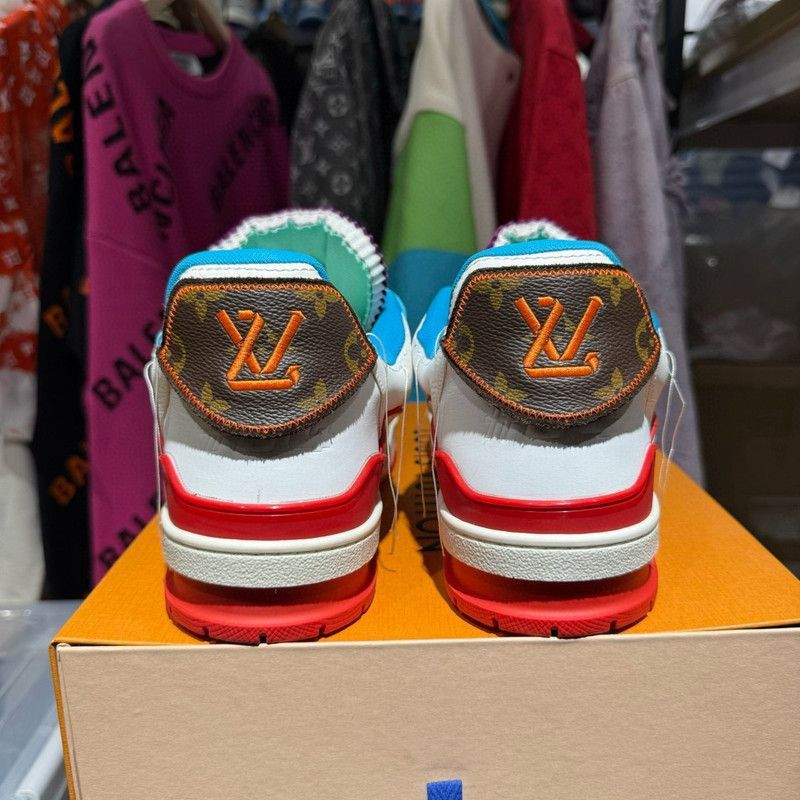 Louis Vuitton Louis Vuitton Trainer Upcycling White and Red Sneakers -250 Size US 10.5 / EU 43-44 - 3 Thumbnail