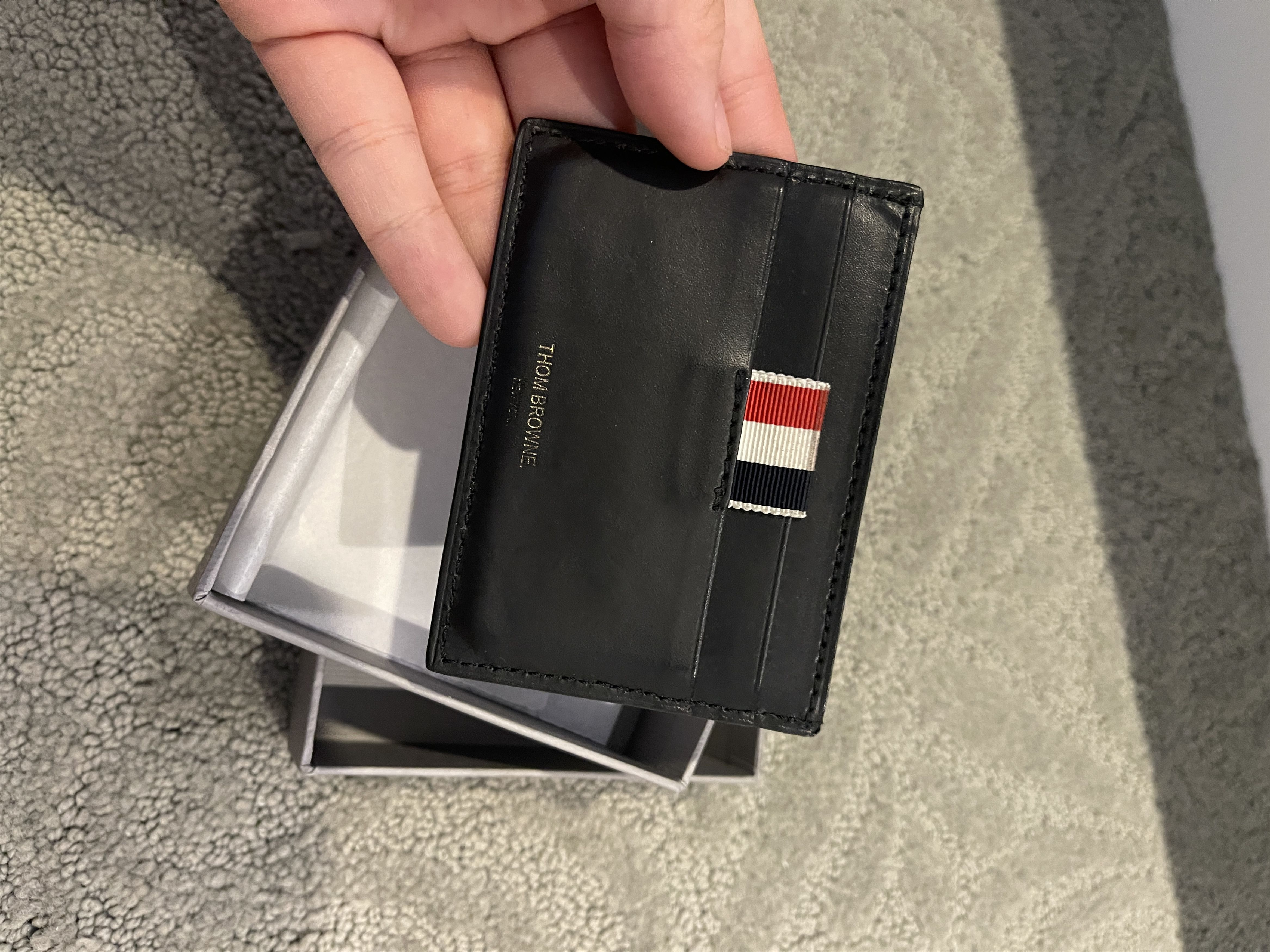 Thom Browne Black Single Card Holder with Embossed Turtles