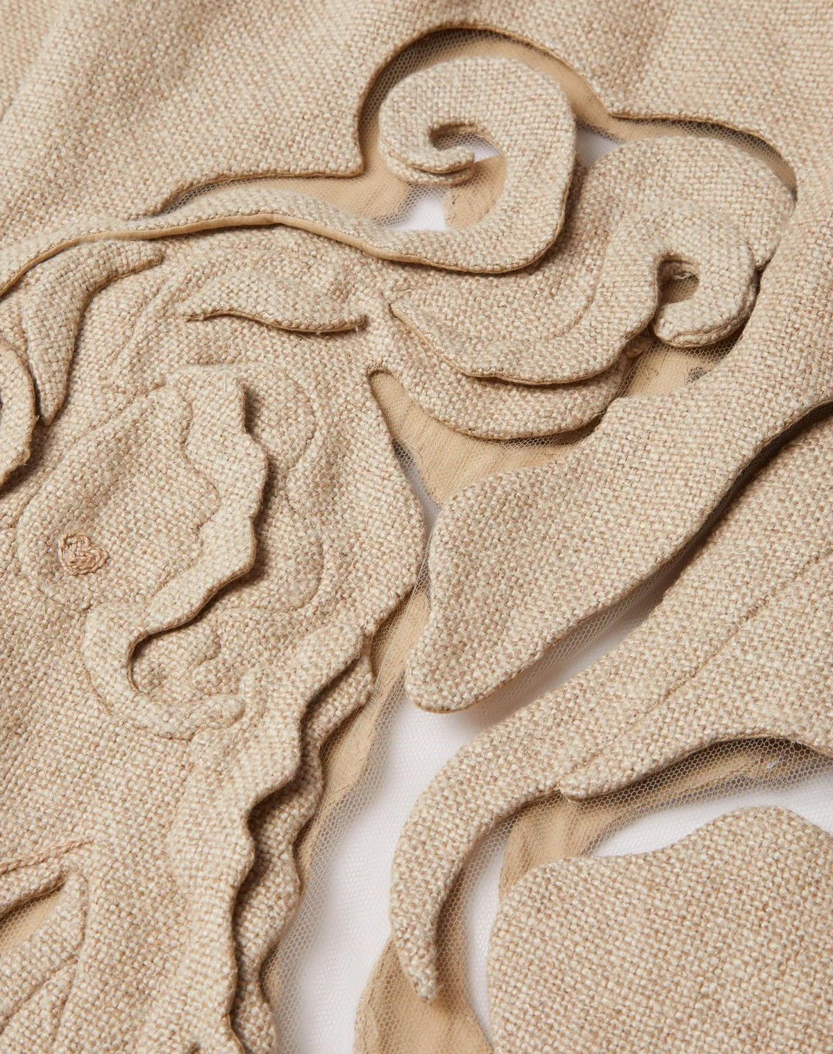 Valentino o1s1wg110426 Embroidered Linen Canvas Cape in Beige Size M / US 6-8 / IT 42-44 - 4 Thumbnail