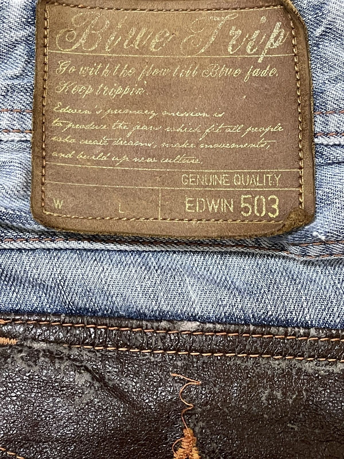 Edwin Vintage Edwin 503 Blue Trip Faded Wash Style Baggy Jeans Size US 33 - 9 Thumbnail