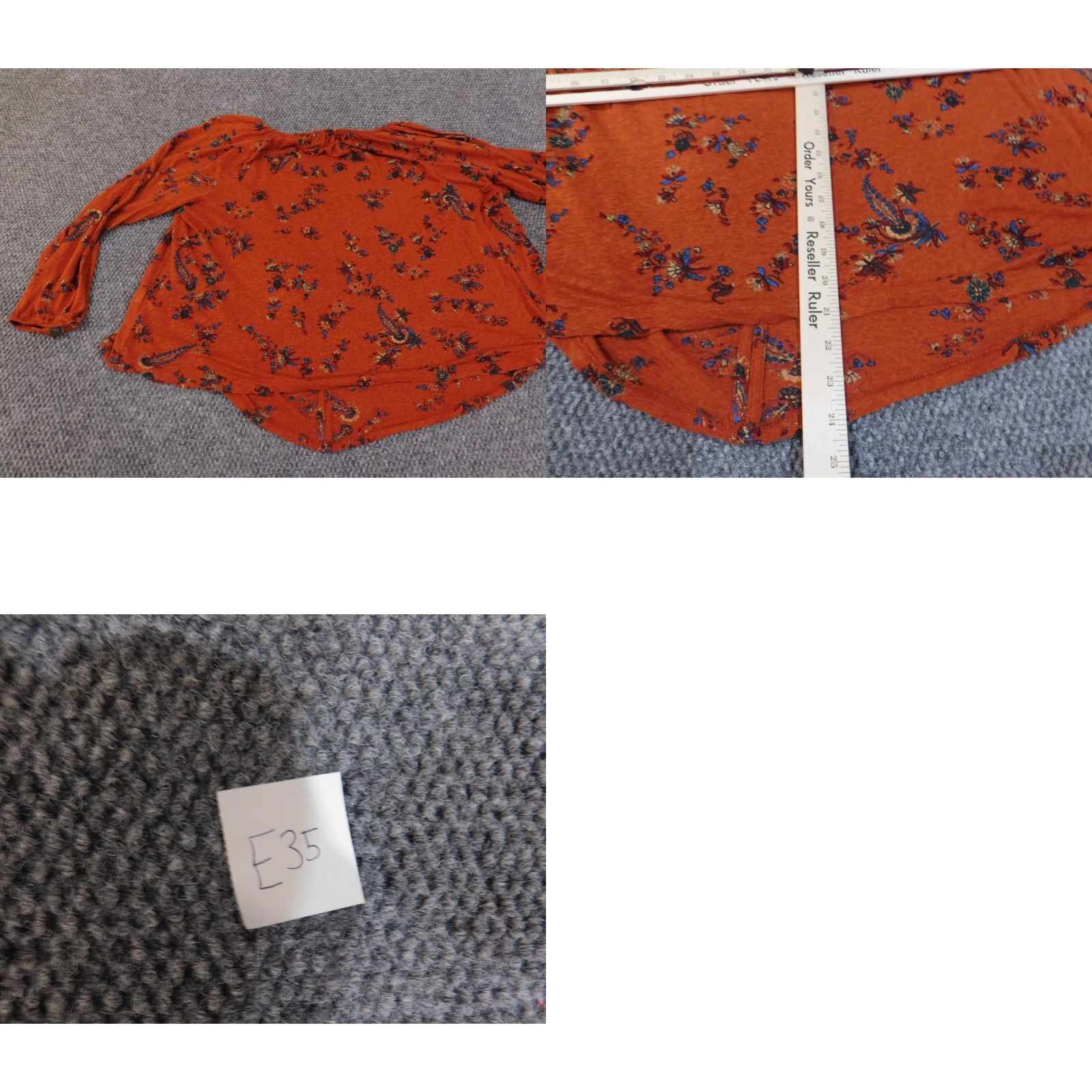 Lucky Brand Lucky Brand Blouse Shirt 2X Womens Orange Geometric Linen Modal V-Neck Pullover Long Sleeve Everyday Casual Plus Size Stretch Classic Modern Size XXL / US 16-18 / IT 52-54 - 9 Thumbnail