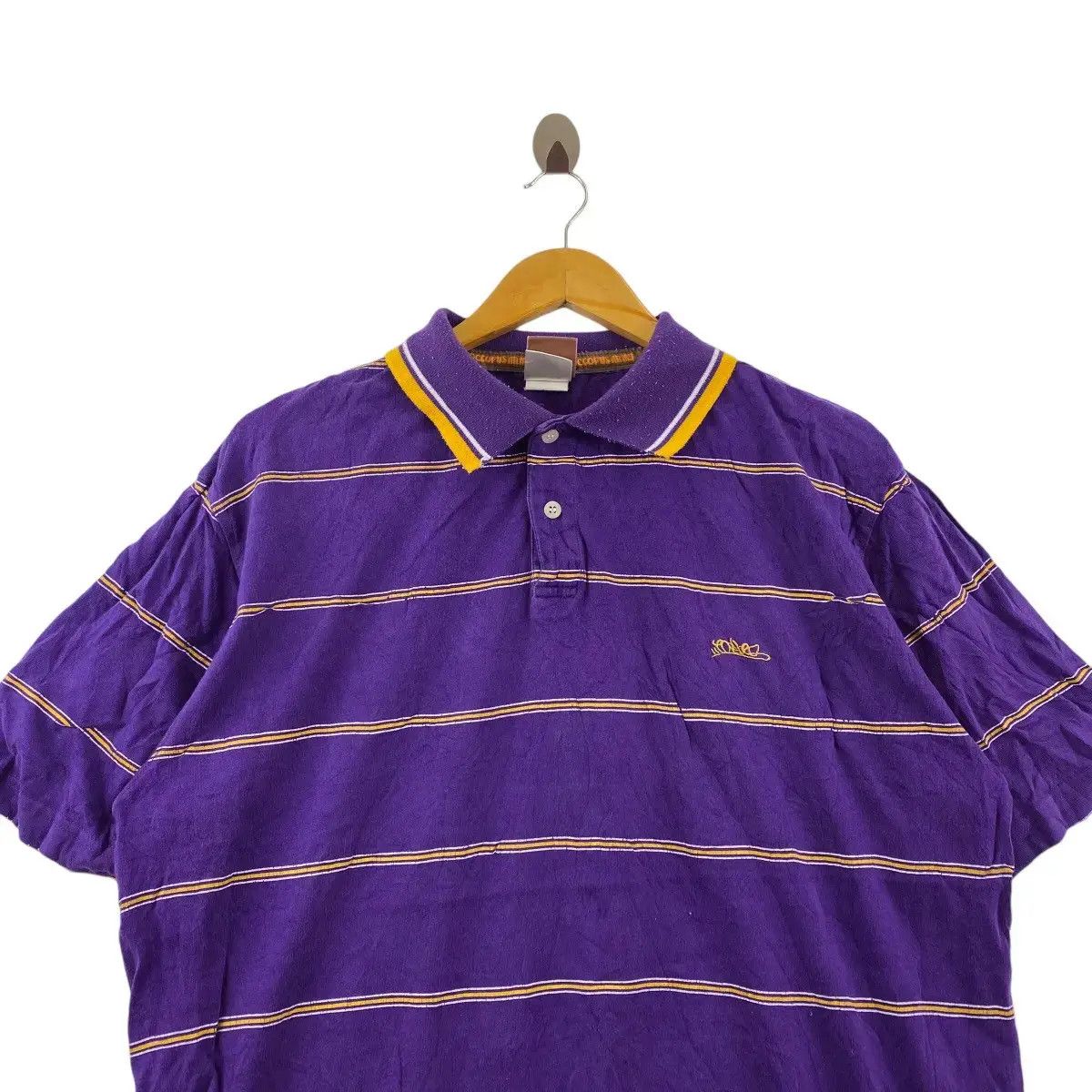 Vintage Vintage OCTOPUS ARMY SHIBUYA Purple Striped Polo Tee Shirt Size US XL / EU 56 / 4 - 2 Thumbnail