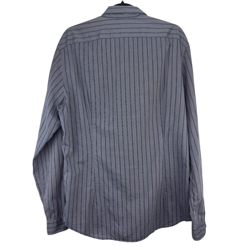 John Varvatos JOHN VARVATOS Stripe Designer Button down Grey Blue Shirt M Size US L / EU 52-54 / 3 - 2 Thumbnail