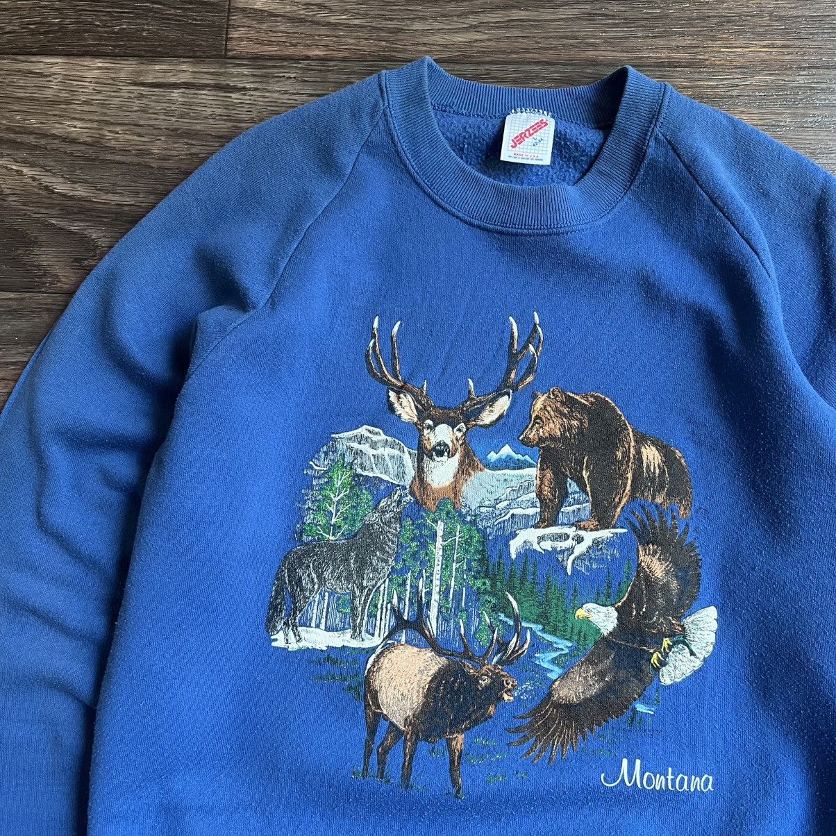 Jerzees Vintage 1980s Montana wilderness crewneck Large Size US L / EU 52-54 / 3 - 3 Thumbnail