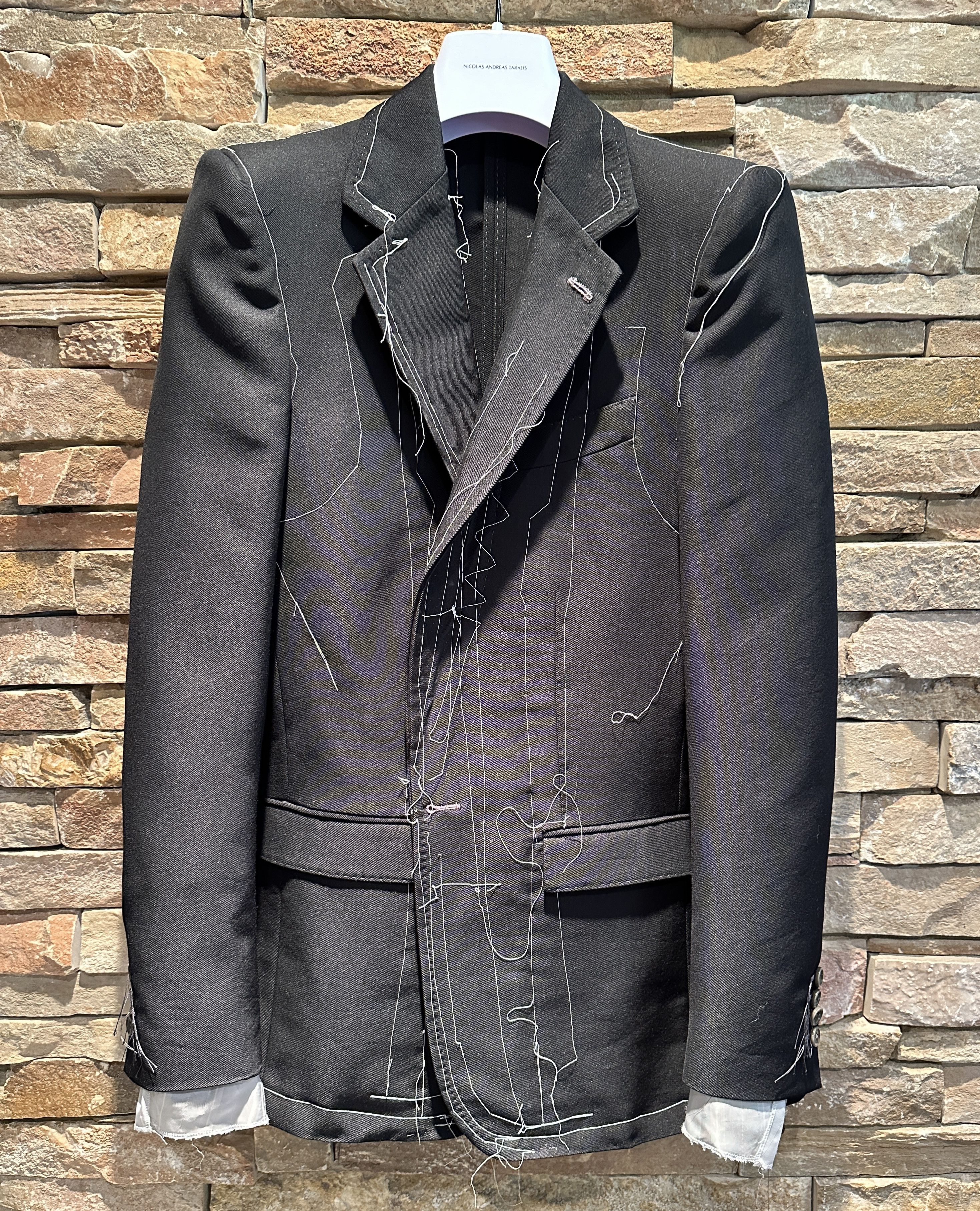 Nicolas Andreas Taralis NICOLAS ANDREAS TARALIS LOOSE THREAD JACKET BLAZER BLACK Size 46R - 4 Thumbnail