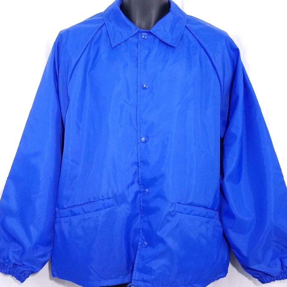 Vintage VINTAGE Lynbrook Vikings Jacket Mens Large Blue 90s San Jose Made In USA Cardinal Windbreaker Nylon Lining Fleece Reversible? (no) Size US L / EU 52-54 / 3 - 3 Thumbnail