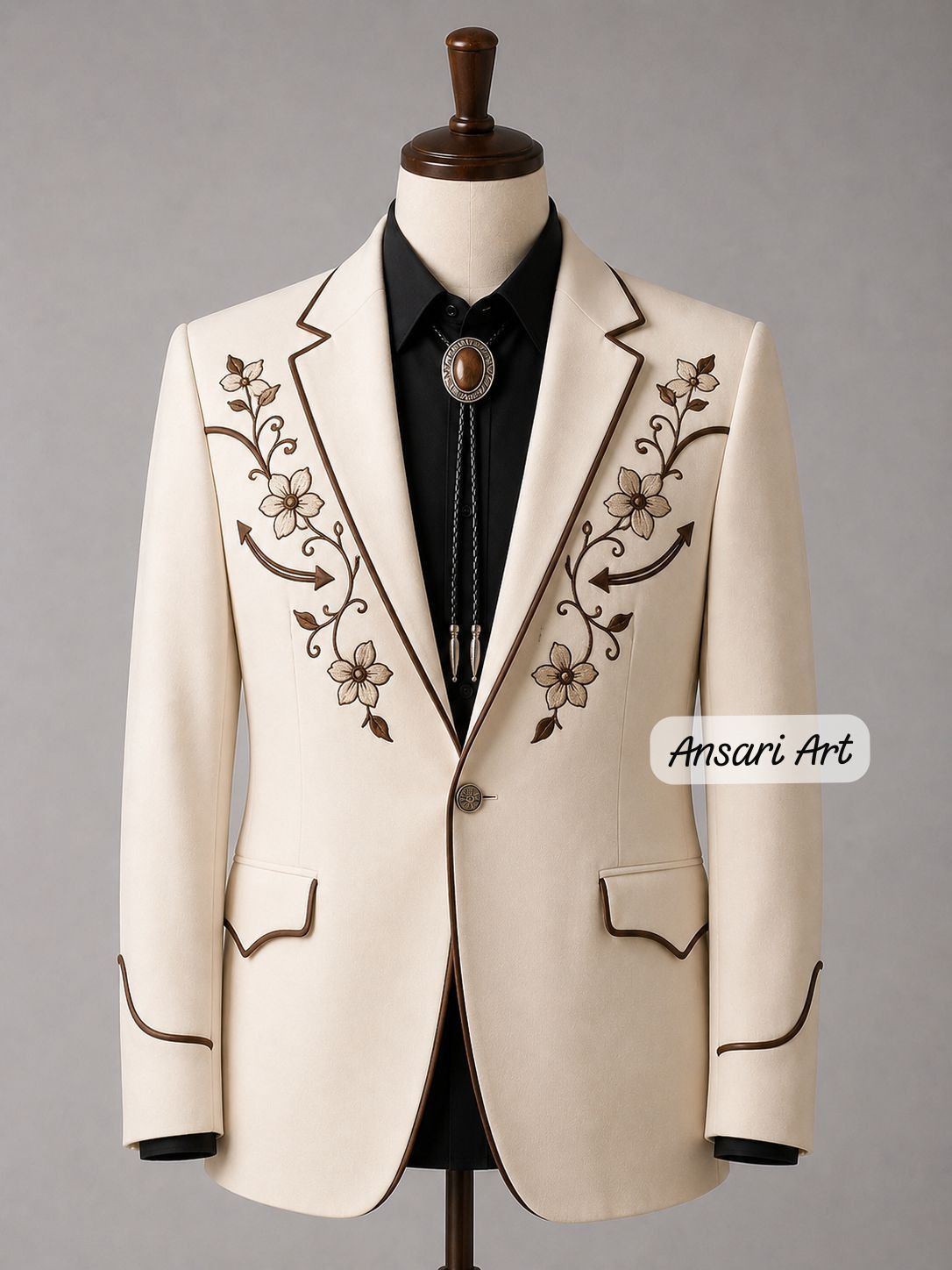 Other Men 2Pc customized Floral Embroidery cocktail prom outfit Size 42L - 1 Thumbnail