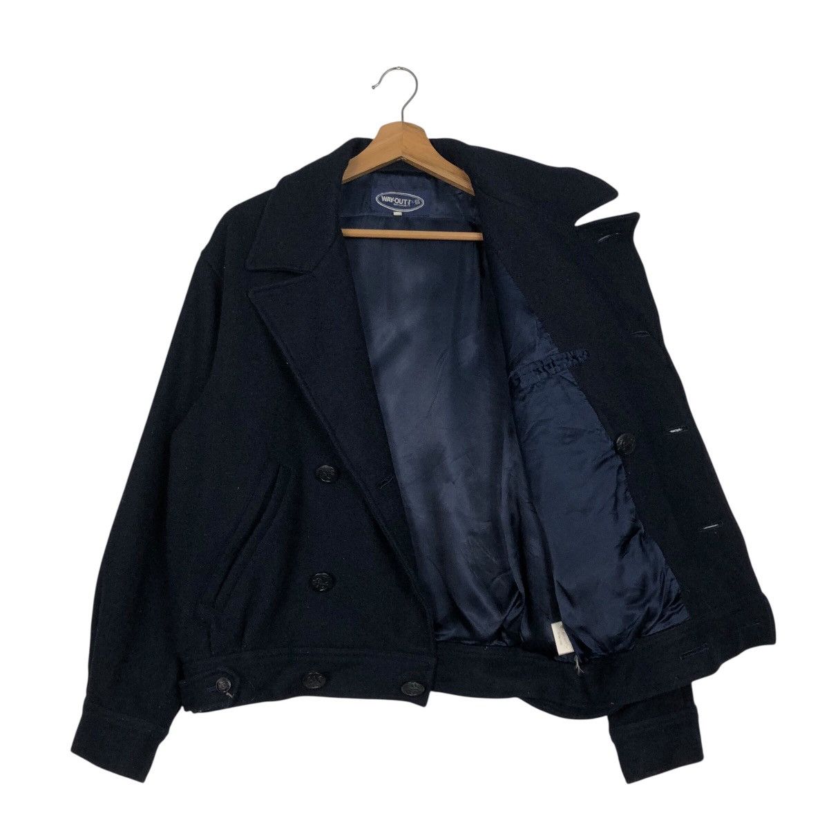 Japanese Brand × Vintage 📌Rich Blue Vintage Wool Bomber Jacket Way Out Double Breast Size US M / EU 48-50 / 2 - 12 Thumbnail