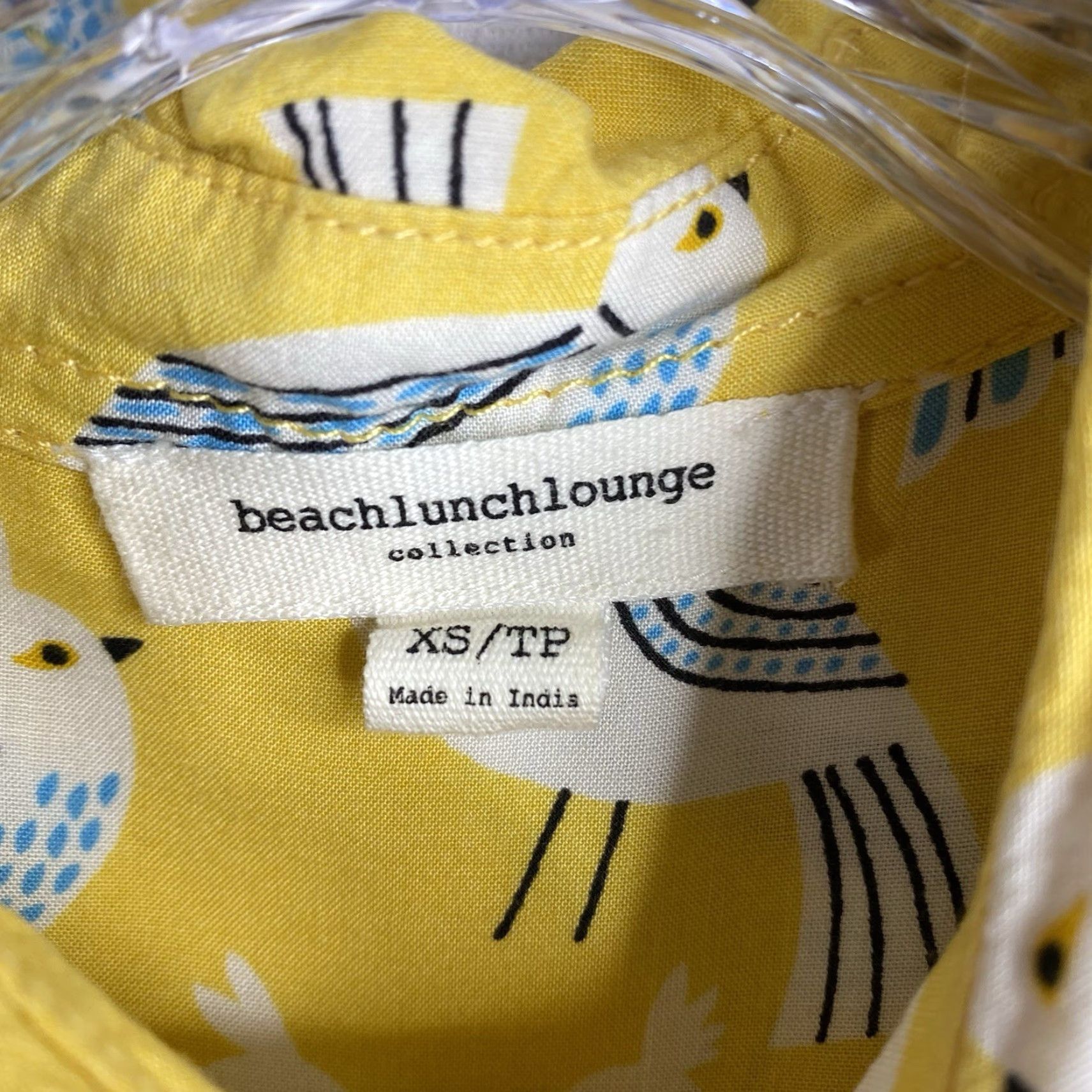 Vintage Beach Lunch Lounge Button-Up Top Womens XS Yellow Bird Long Sleeve Rayon Faded? No Size XS / US 0-2 / IT 36-38 - 3 Thumbnail