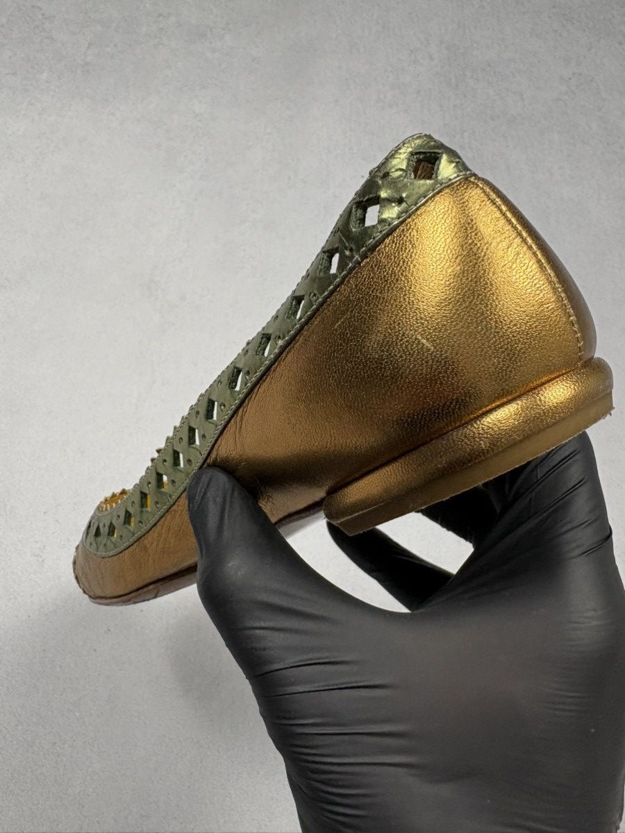 Prada Archive Prada Milano Metallic Gold Ballet Flats 38.5 Vintage Size US 8.5 / IT 38.5 - 7 Thumbnail