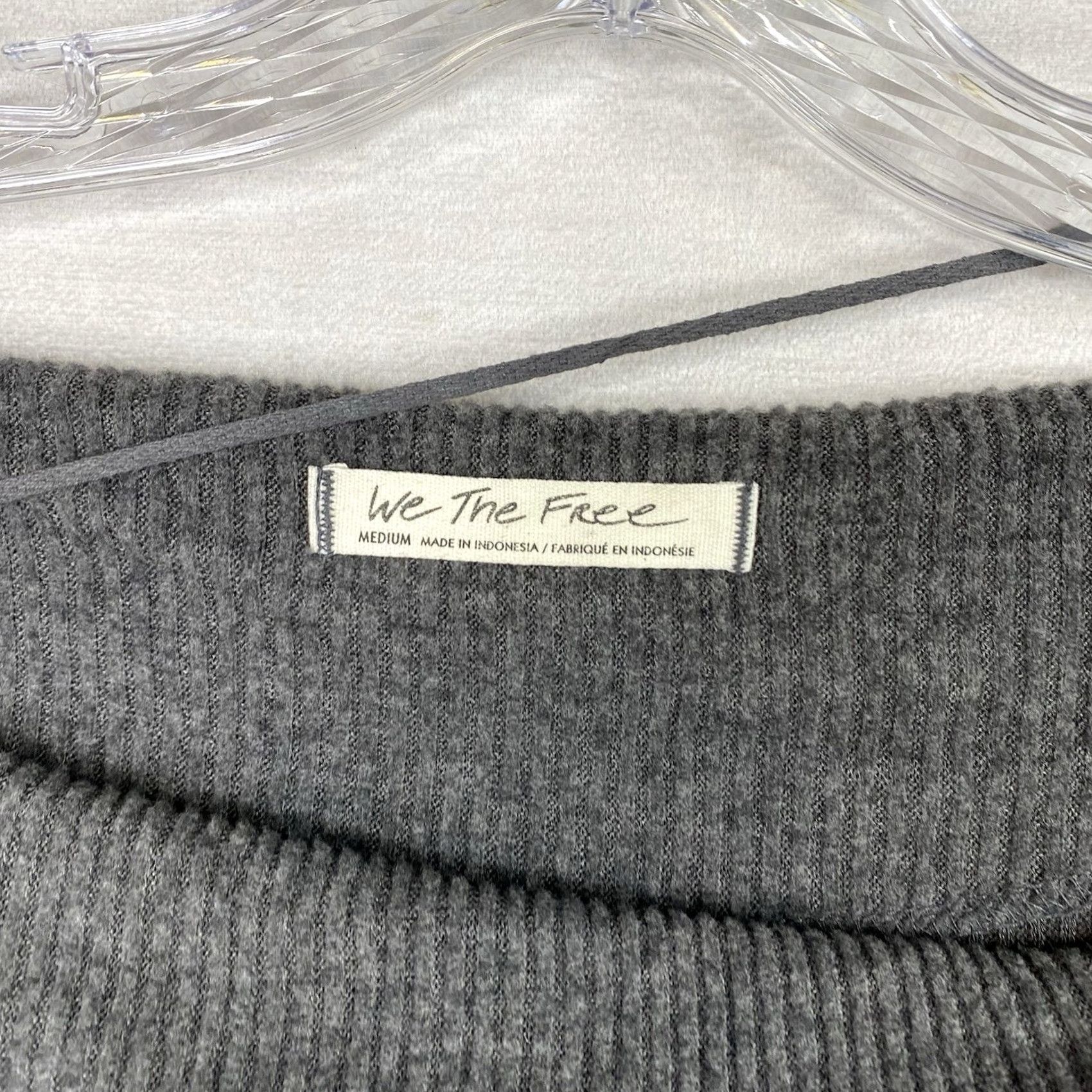 Free People We the Free People Sweater Womens M Gray Ribbed Balloon Sleeve Slouch Neck NWT Size M / US 6-8 / IT 42-44 - 4 Thumbnail