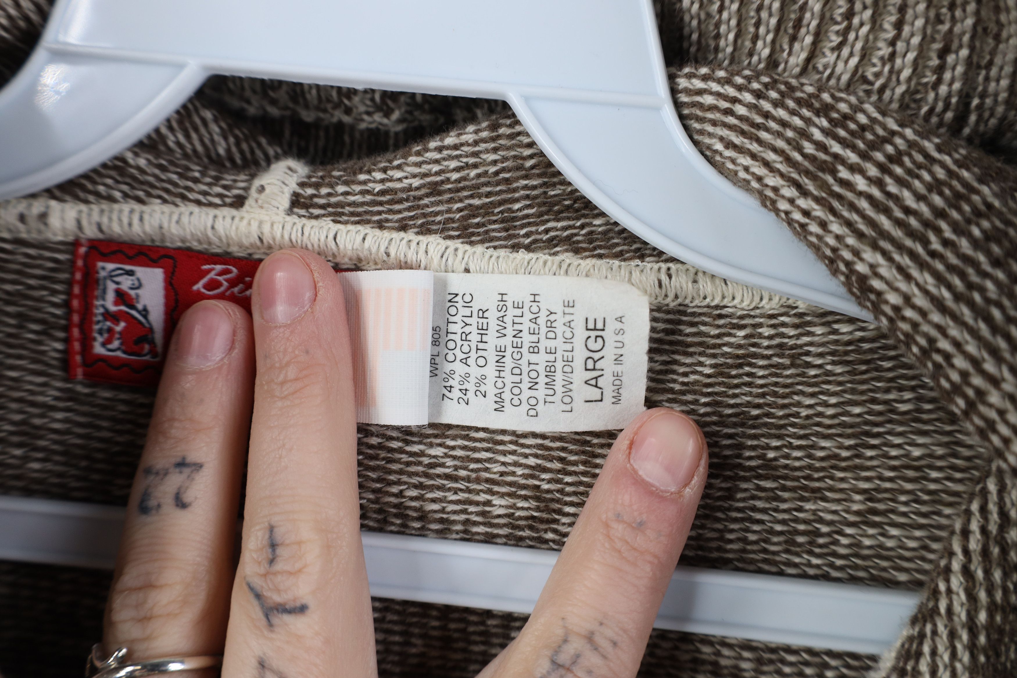 Vintage Vintage 90s Streetwear Elk Knit Hooded Cardigan Sweater USA Size L / US 10 / IT 46 - 8 Thumbnail