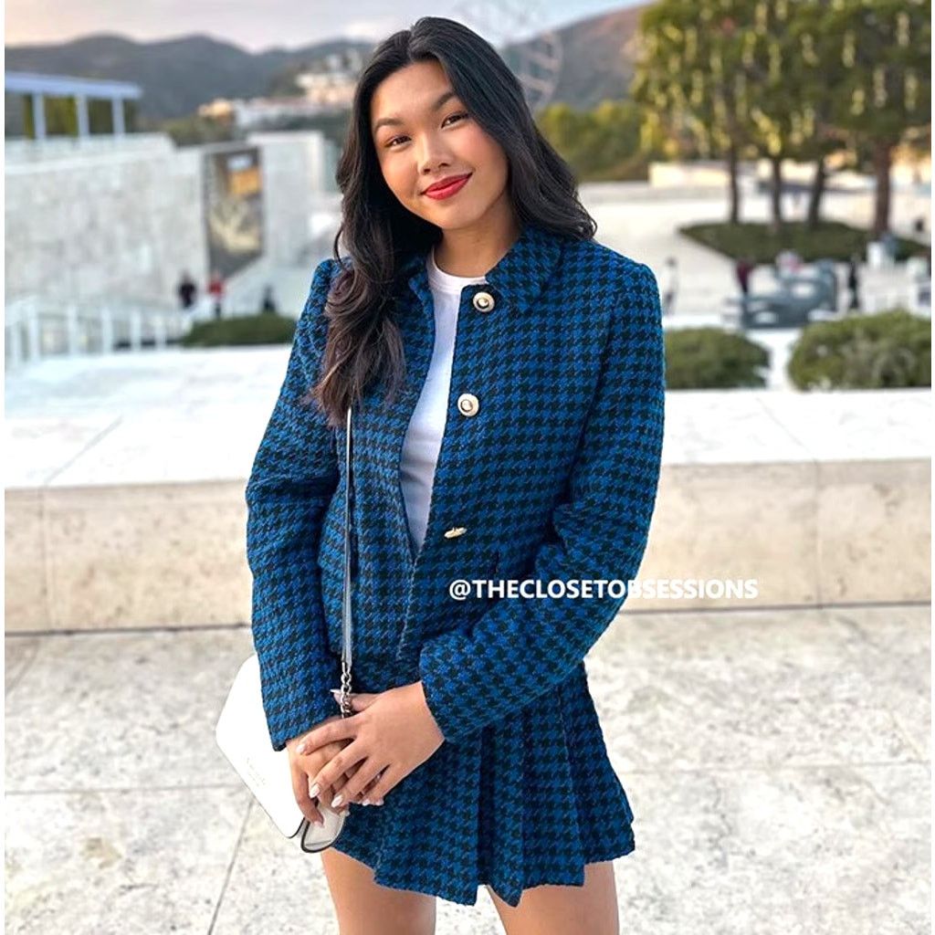 Zara ZARA Houndstooth Blazer + Skort Set NWT L Size L / US 10 / IT 46 - 14 Thumbnail