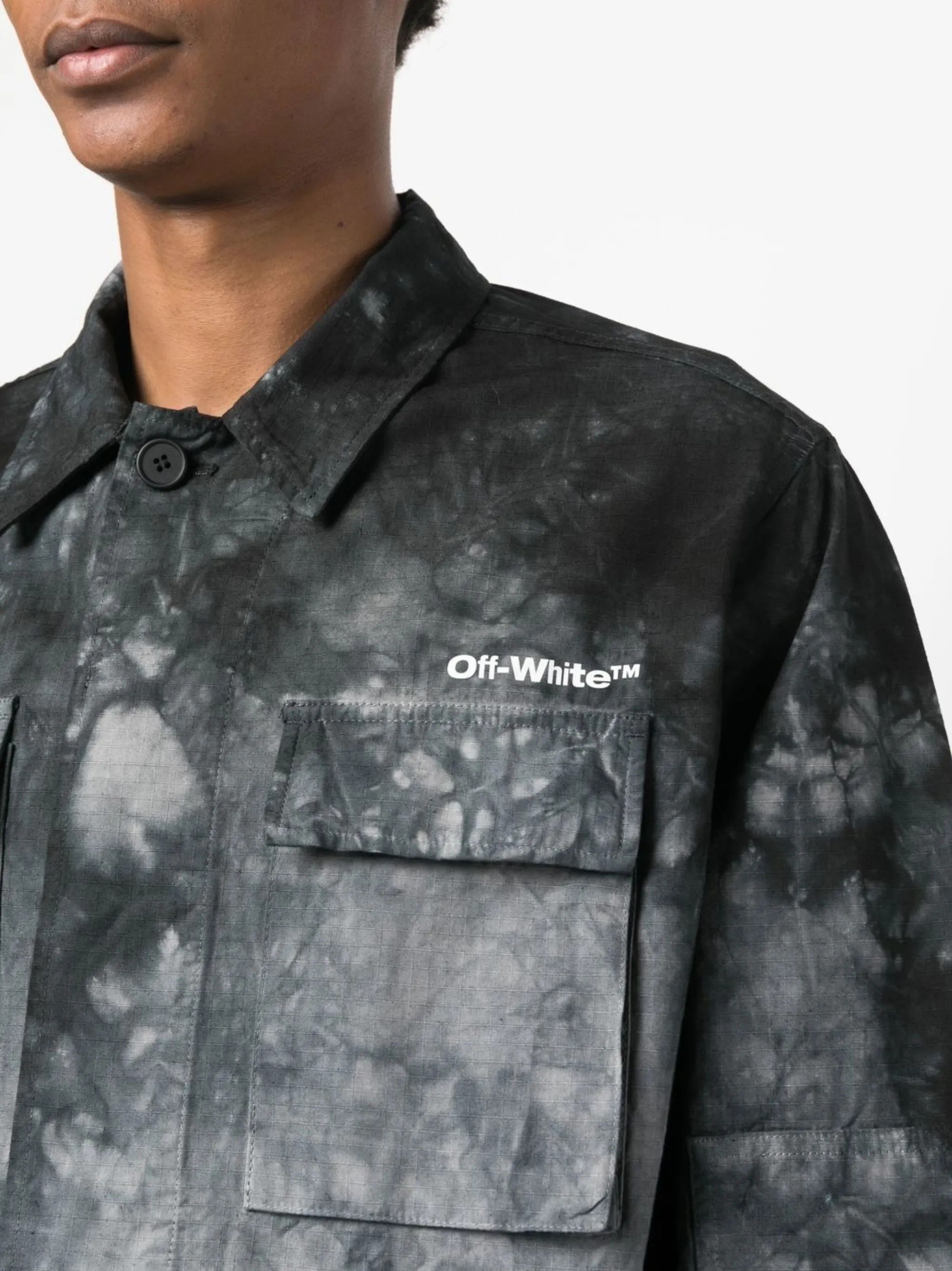 Off-White o1y0325 Logo Patterned Shirt in Grey/Black Size US L / EU 52-54 / 3 - 2 Thumbnail