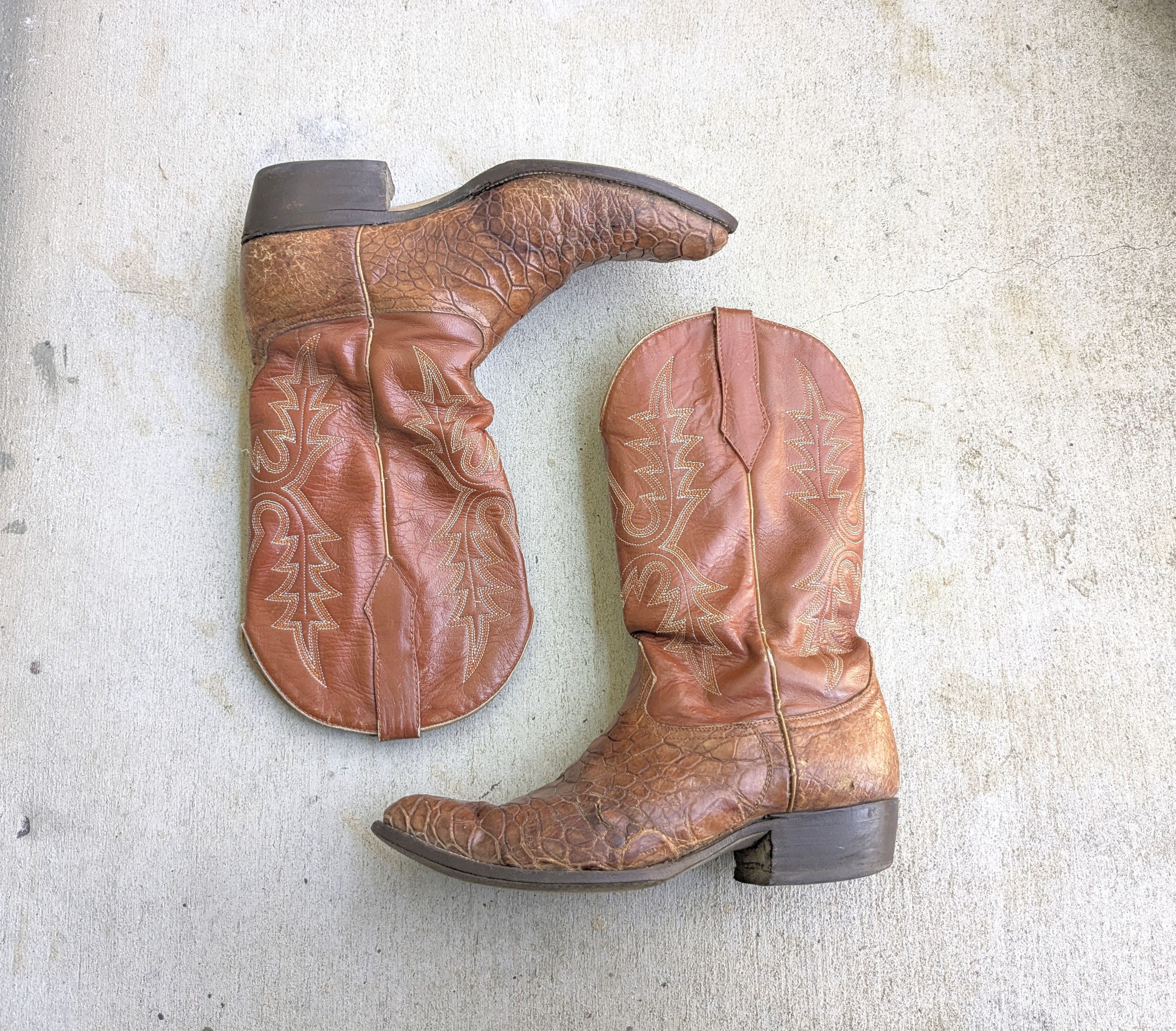 Genuine Leather × Vintage Vintage Cowboy Boots Brown 10 Leather USA Size US 10 / EU 43 - 1 Thumbnail