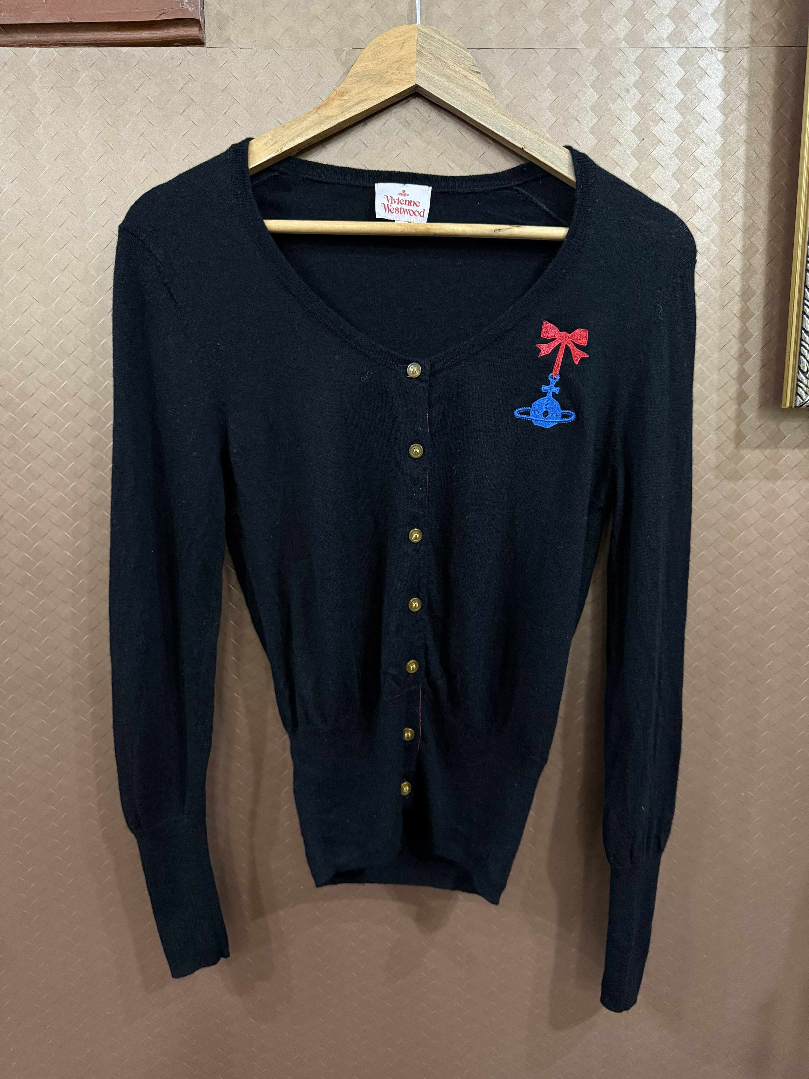 Vivienne Westwood Vivienne Westwood Red level orb and ribbon cardigan black Size S / US 4 / IT 40 - 1 Thumbnail