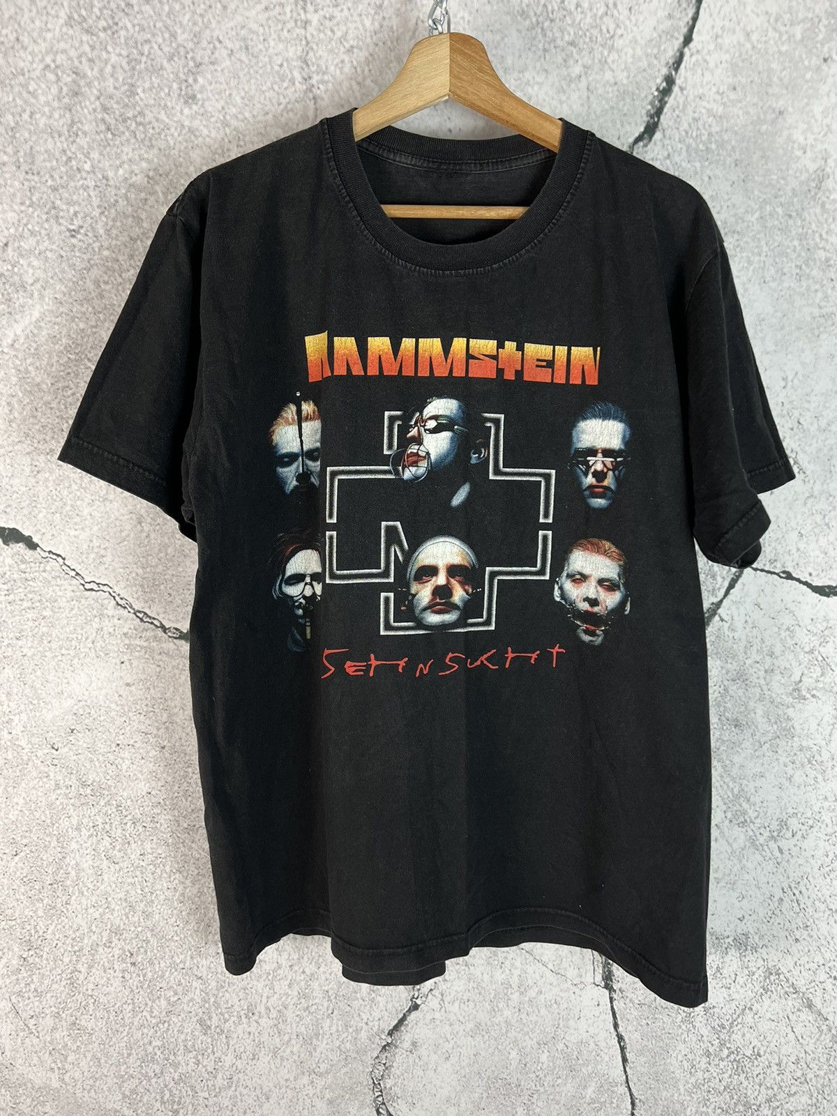 Band Tees Vintage 90s Rammstein Sehnsucht Faded Tee Size US L / EU 52-54 / 3 - 1 Thumbnail