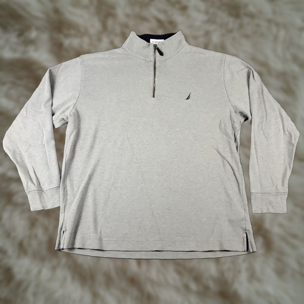 Nautica Nautica 1/4 Zip Up Sweater Mens Large Gray Pullover Size US L / EU 52-54 / 3 - 1 Thumbnail
