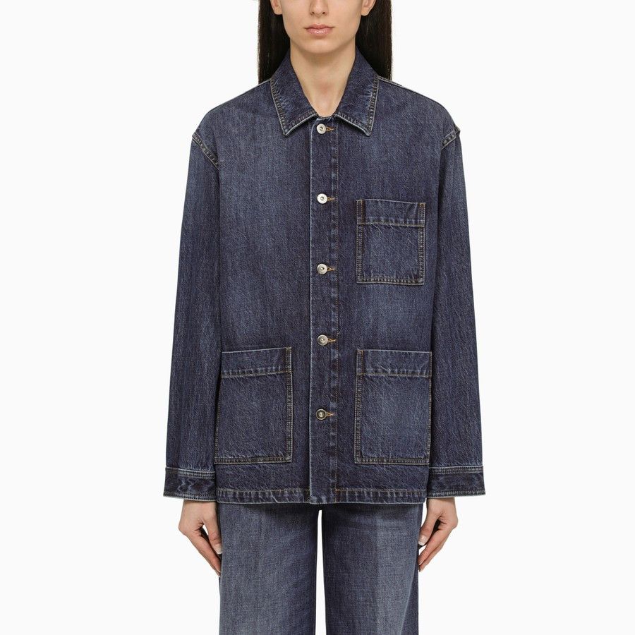 image of Bottega Veneta O1D2Blof01223 Denim Jacket In Blue, Women's (Size Small)