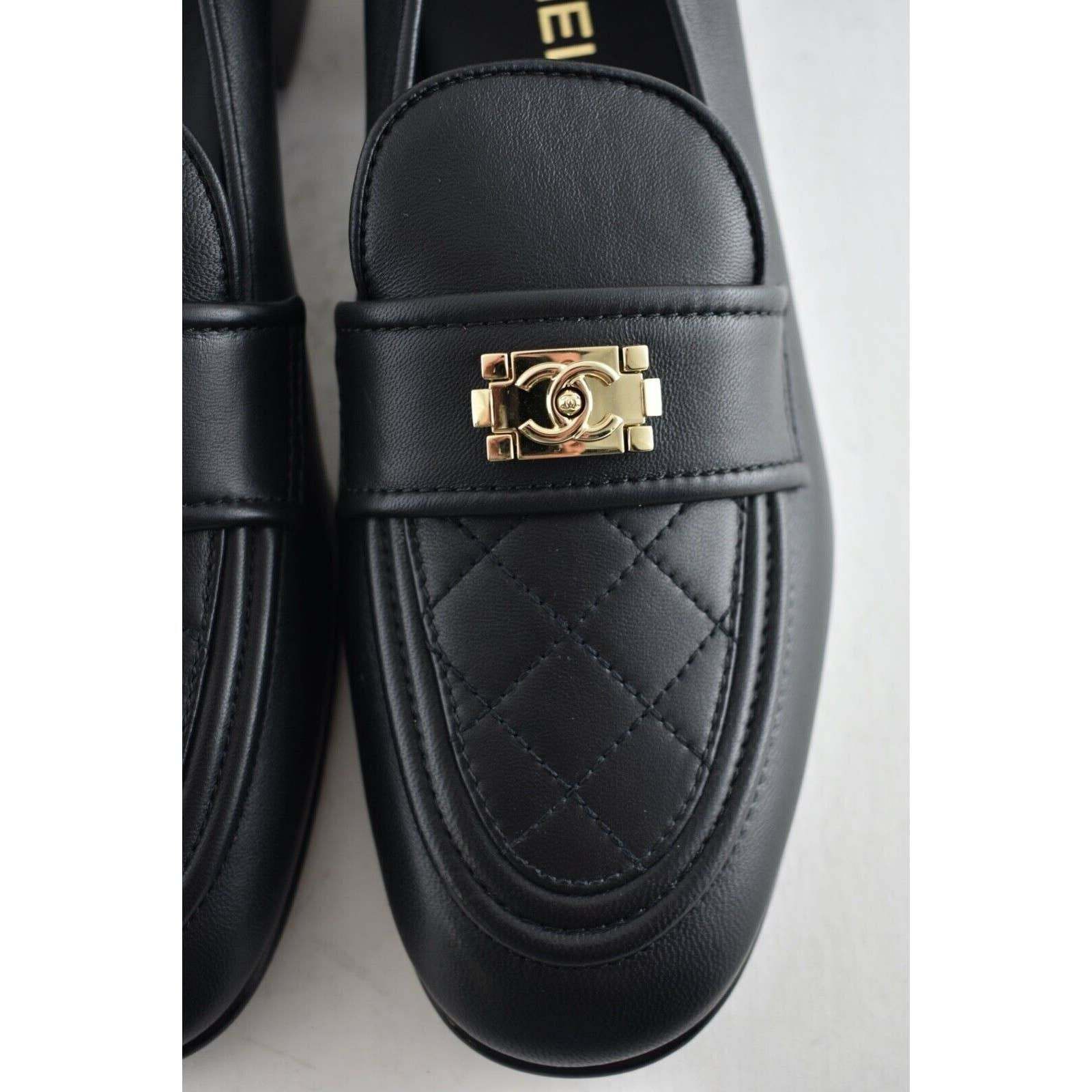 Chanel 20B Quilted Boy Lego Metal CC Mule Slip Flat Loafer 41.5 Size US 11.5 / IT 41.5 - 5 Thumbnail