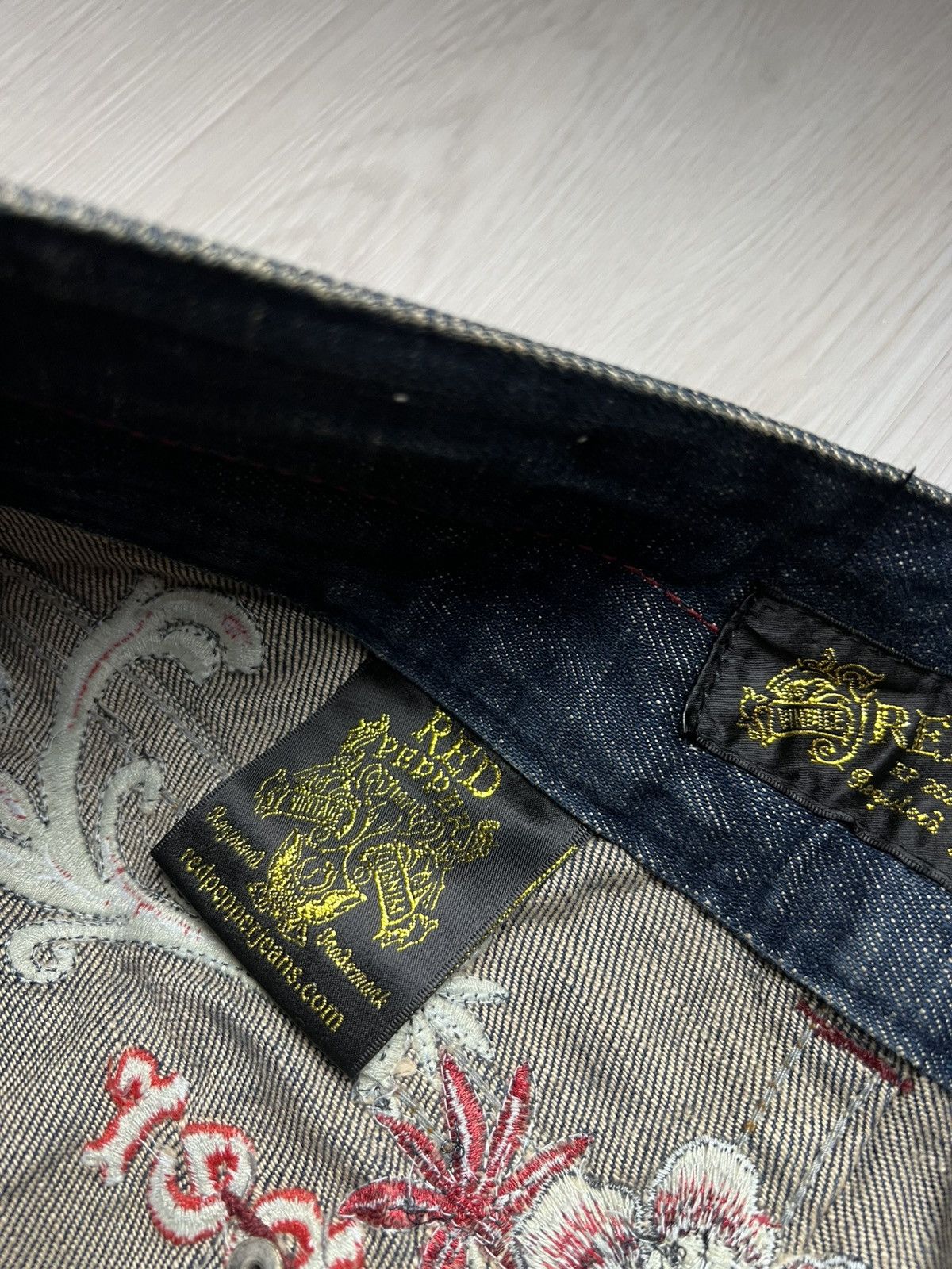 Japanese Brand Red Pepper Mud Wash Embroidered Bootcut Flared Jeans Size US 30 / EU 46 - 7 Thumbnail