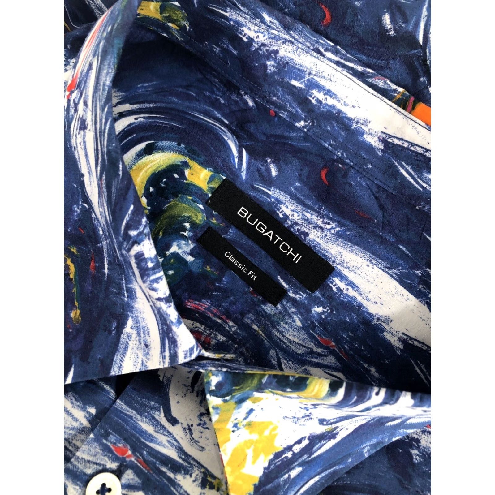 BUGATCHI BUGATCHI Shirt 2XL Navy Blue Sailboat Ocean Storm Theme Nautical Button-Up Mens Long Sleeve Size US XXL / EU 58 / 5 - 6 Thumbnail