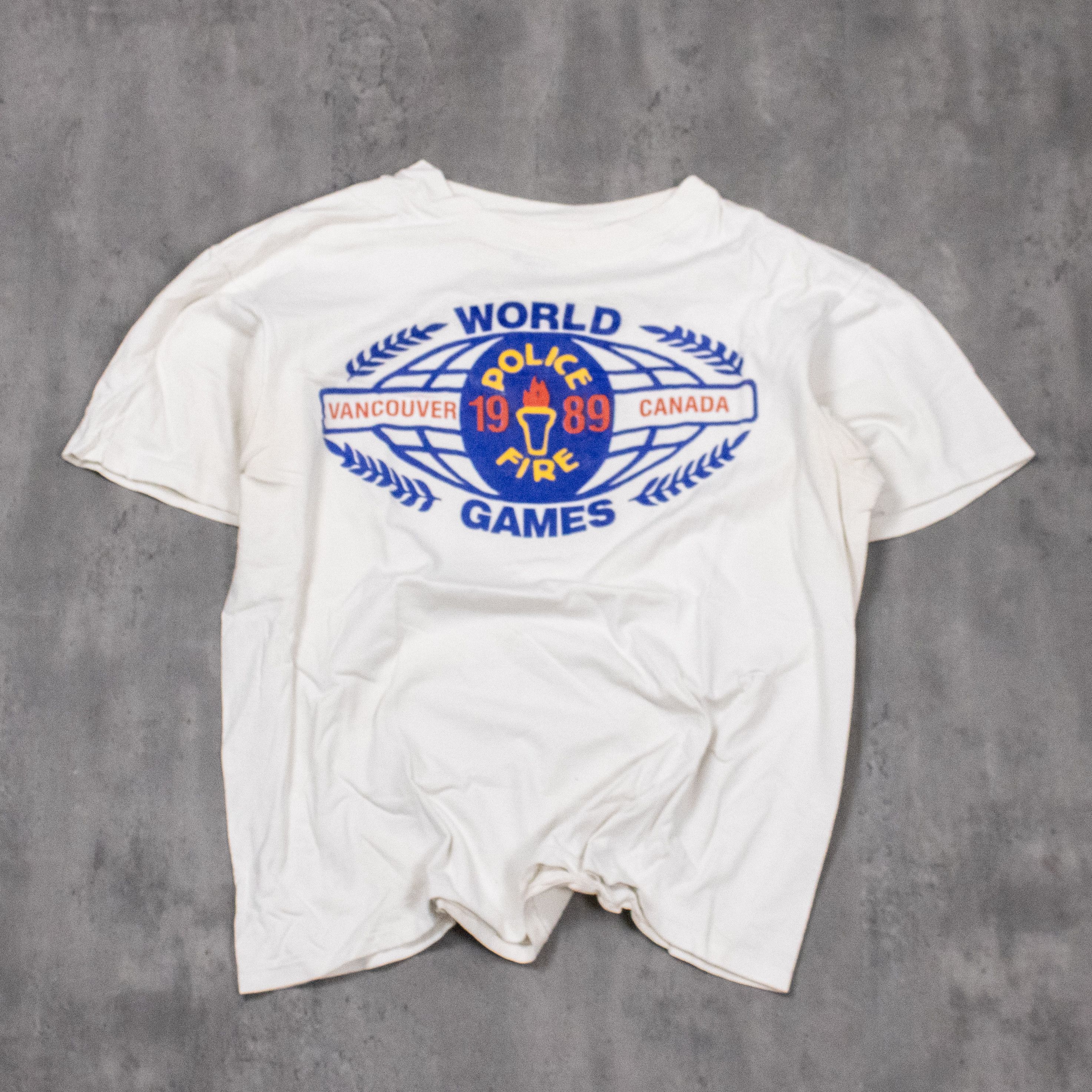 Hanes × Japanese Brand × Vintage Vintage 1989 Vancouver Police Games Single Stitch White Tee Size US L / EU 52-54 / 3 - 3 Thumbnail