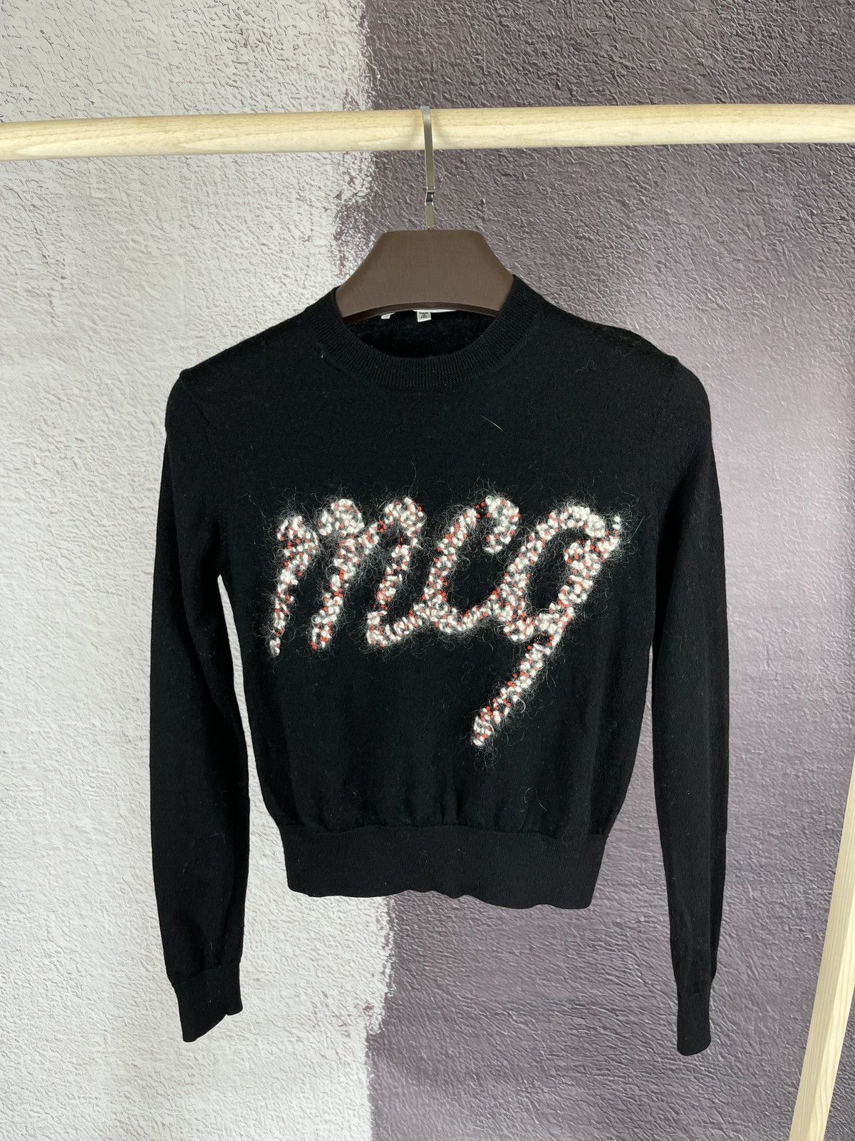 image of Alexander Mcqueen Pure Wool Big Logo Black Sweater, Women's (Size Small)