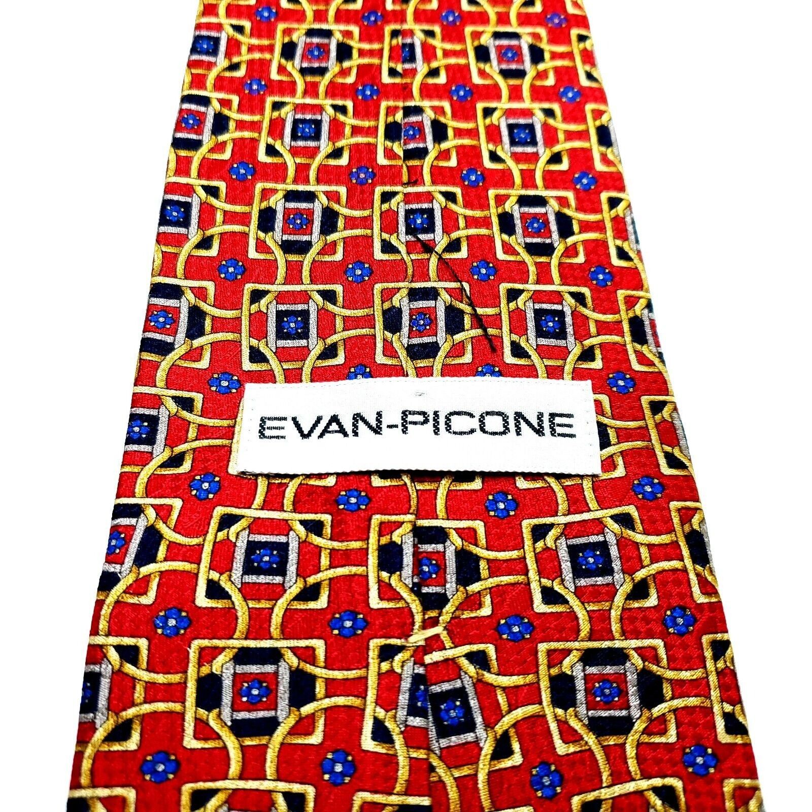 Evan Picone Evan Picone Silk Tie Red Print Geometric Wide Size ONE SIZE - 3 Thumbnail