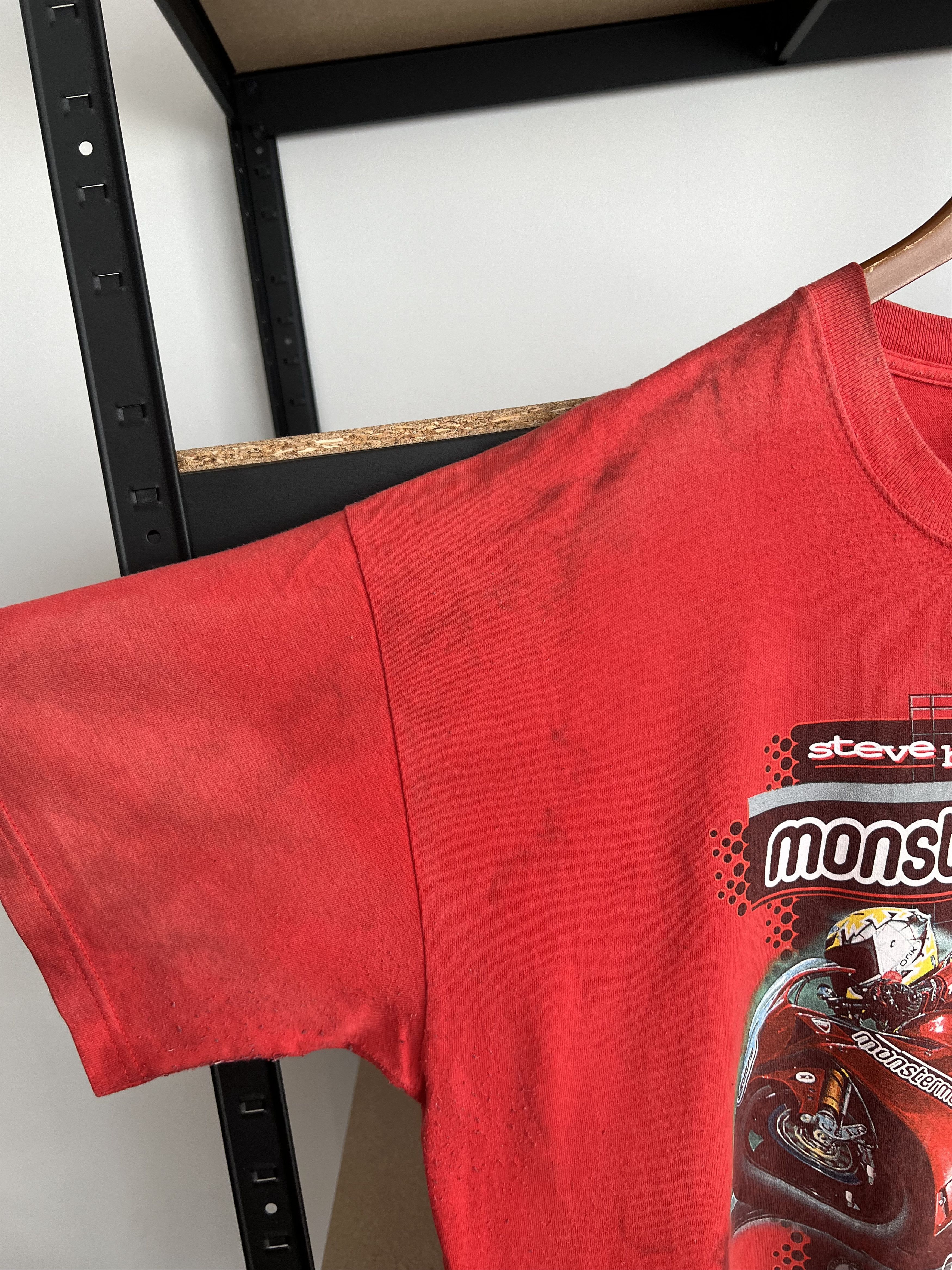 Vintage Vintage 90s Ducati Steve Hislop #7 Moto Racing Red T-shirt Size US XXL / EU 58 / 5 - 11 Thumbnail