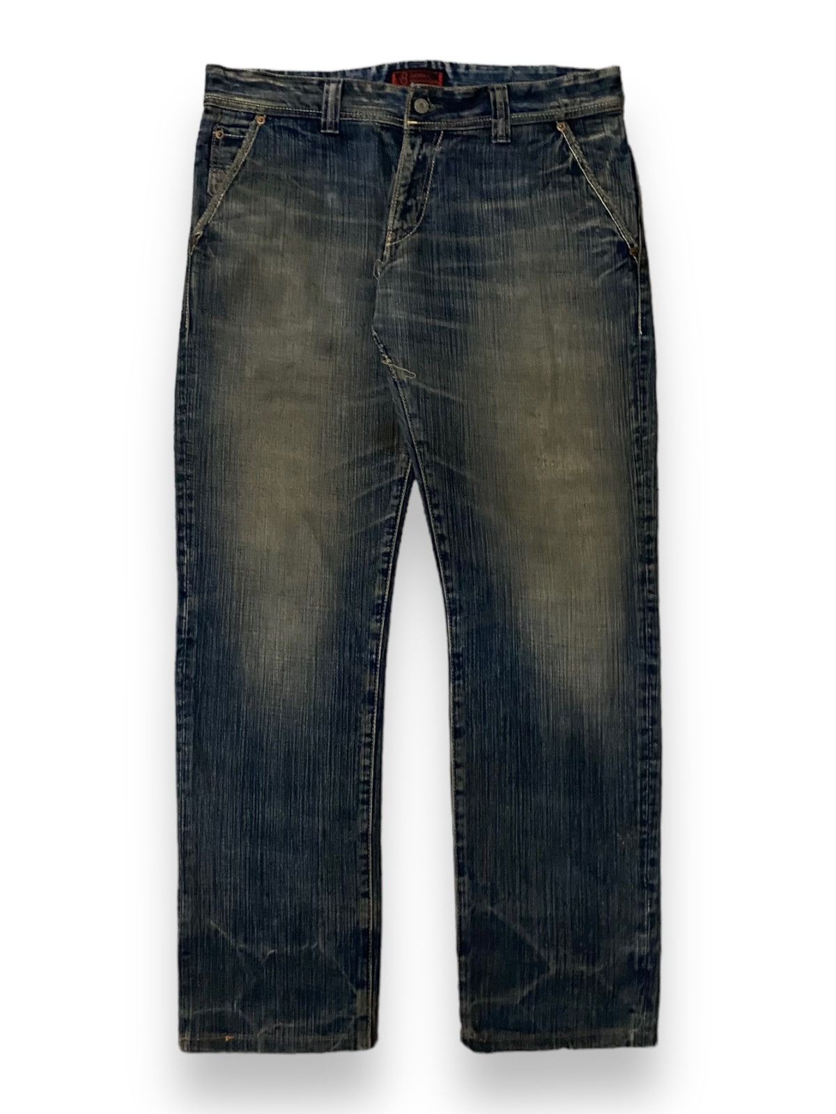 Men Johnbull Kojima Japan Dirty Washed Zipper Pocket Big e'