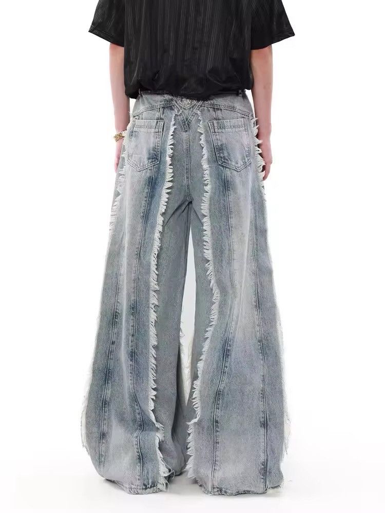 Japanese Brand × Vintage Y2K Streetwear Washed Blue Baggy Stacked Jeans Size US 33 - 3 Thumbnail
