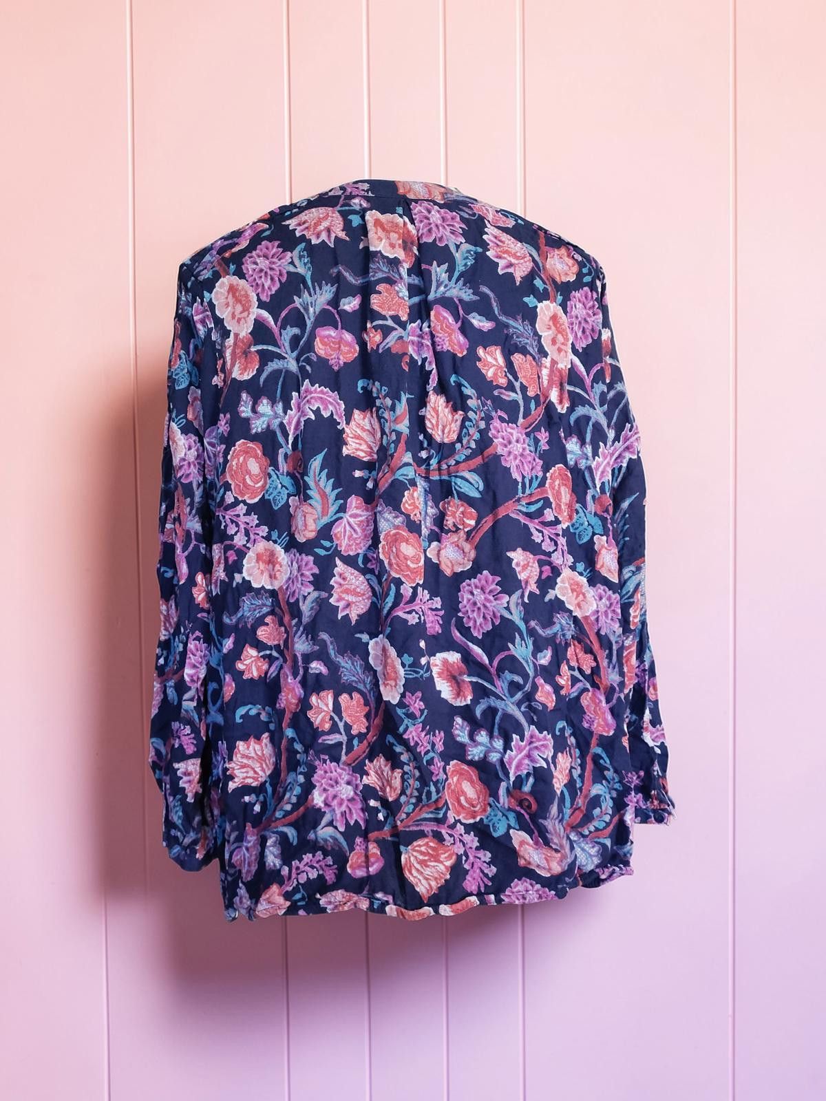 Lucky Brand Lucky Brand 1X Floral Print Blouse Navy Blue Size XL / US 12-14 / IT 48-50 - 5 Thumbnail