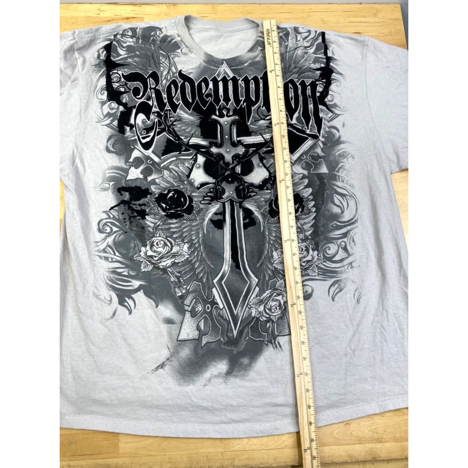 Vintage VINTAGE Y2K Redemption Cross Graphic T Shirt 3XL Grunge Cyber Goth White Men Short Sleeve 3XL Size US XXL / EU 58 / 5 - 4 Thumbnail