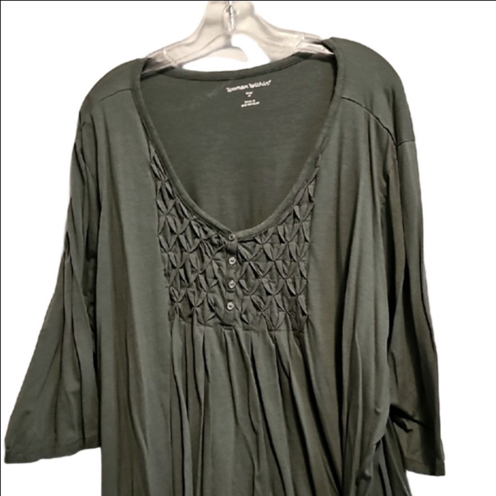 Vintage Woman Within Forest Green Top Size 3XL / US 20-22 - 2 Thumbnail