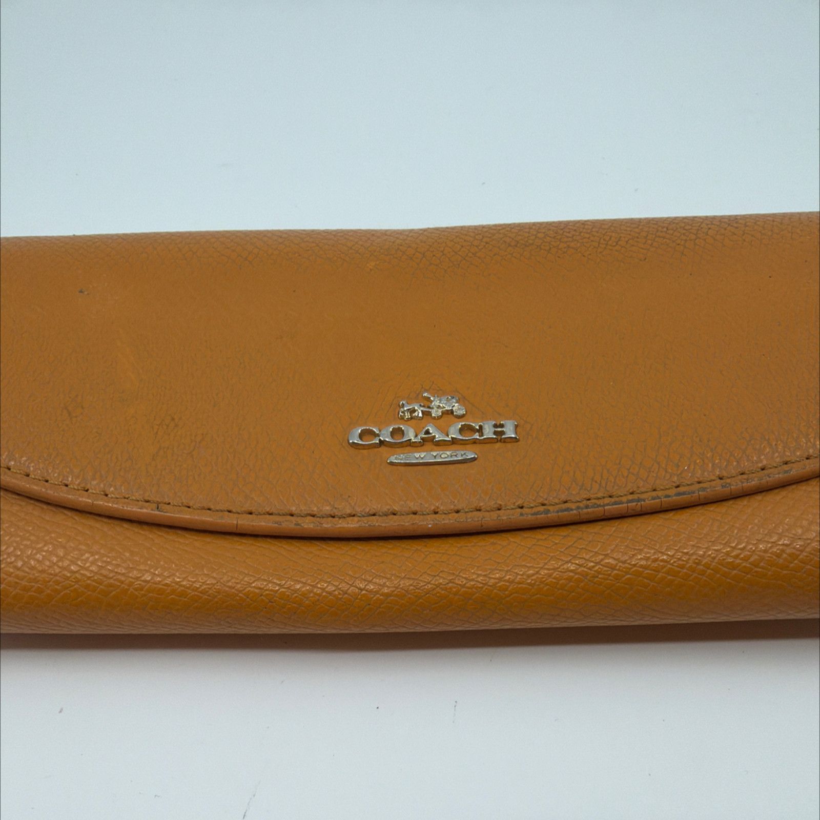 Coach Coach Tan Pebbled Leather Signature Canvas Flap Wallet Size ONE SIZE - 2 Thumbnail