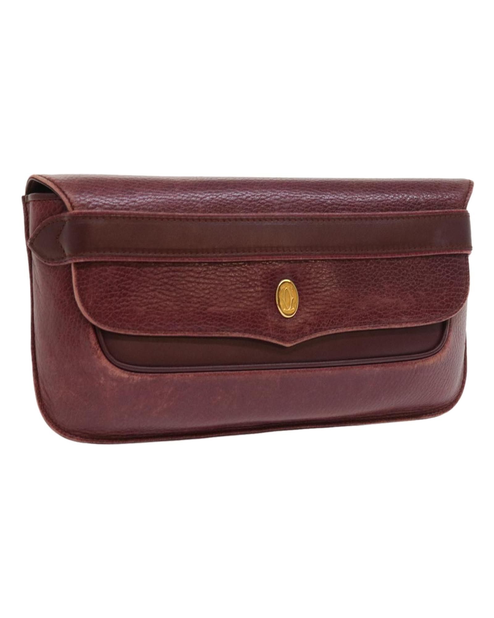 image of Red Leather Clutch Bag By Cartier, Women's