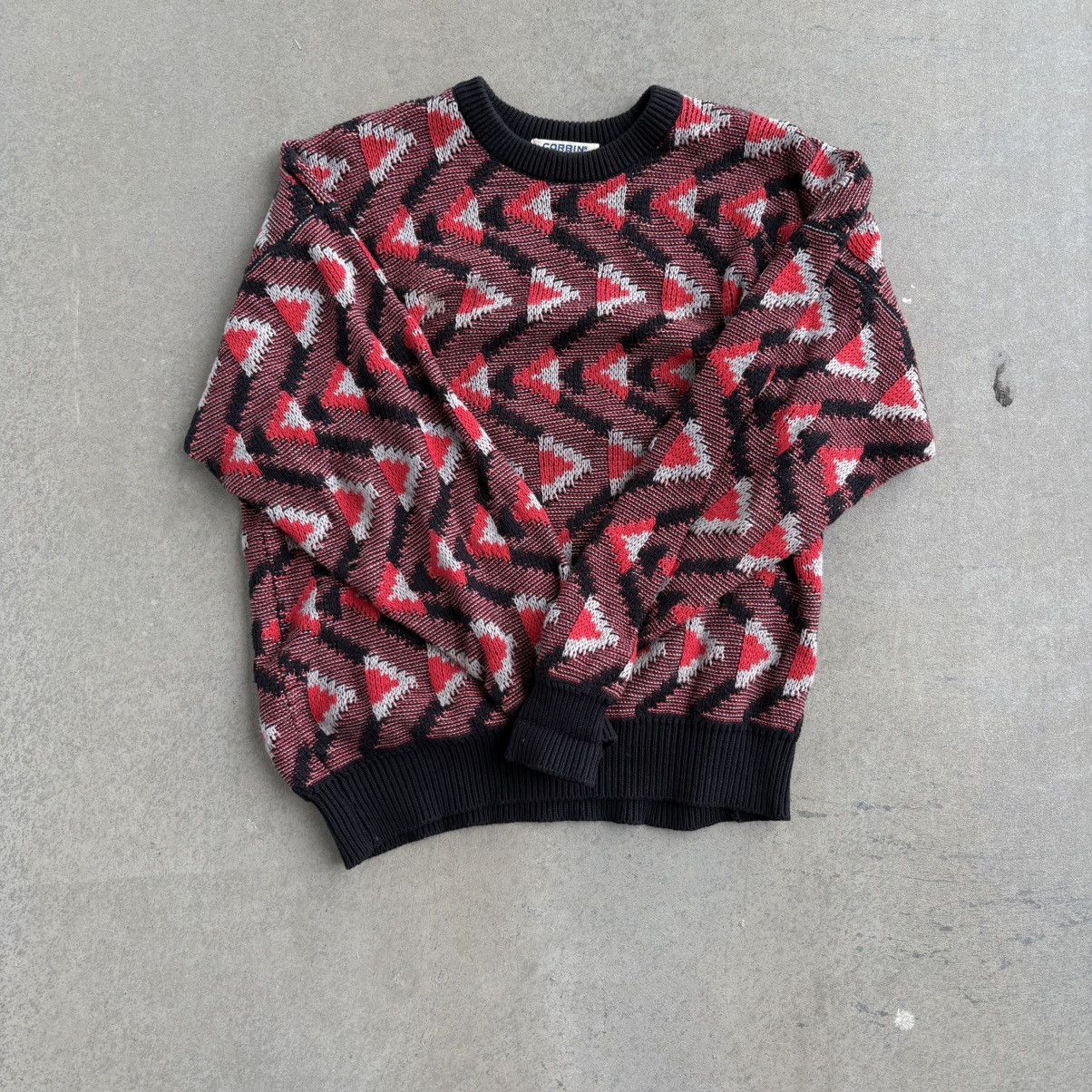Corbin × Vintage Vintage 80's Red and Black Corbin Sweater 3D Coogi Style Size US L / EU 52-54 / 3 - 5 Thumbnail
