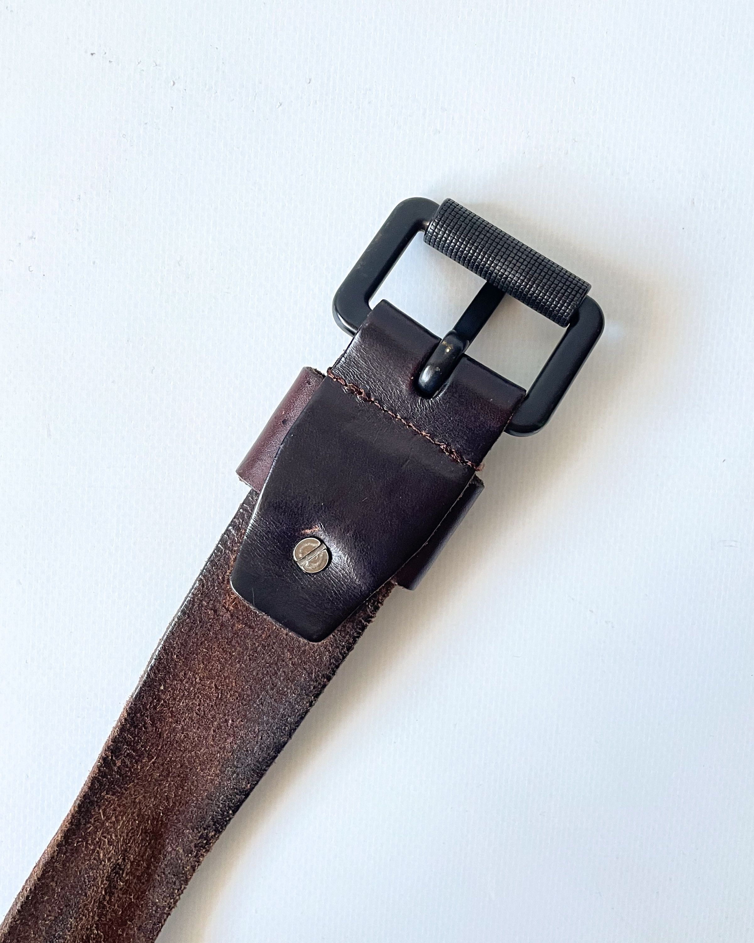 Diesel Diesel Brown Leather Belt Skull Buckle Detail Size 42 - 10 Thumbnail