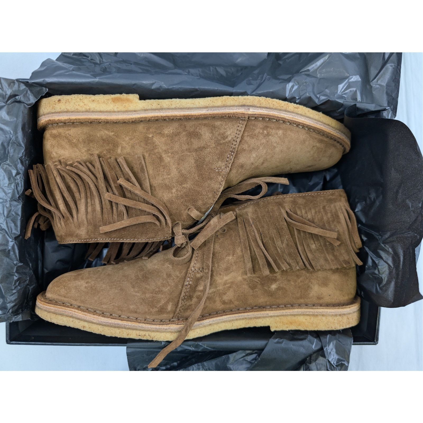 Saint Laurent Paris o1rshd1 Wyatt Suede Fringe Boots in Brown Size US 8 / EU 41 - 21 Thumbnail