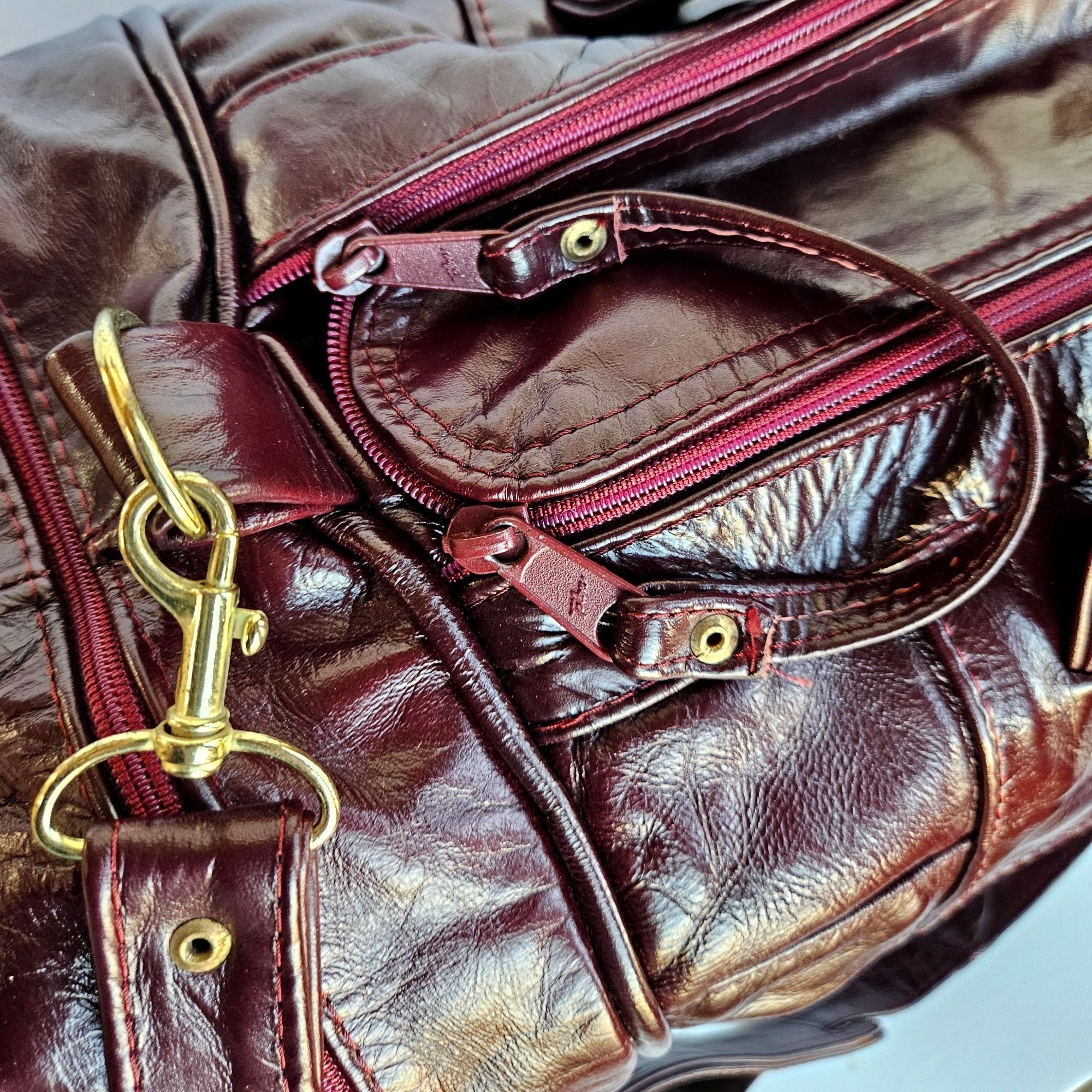 Other USC Trojans Vintage Patchwork Maroon Leather Duffel 22" Carr Size ONE SIZE - 9 Thumbnail