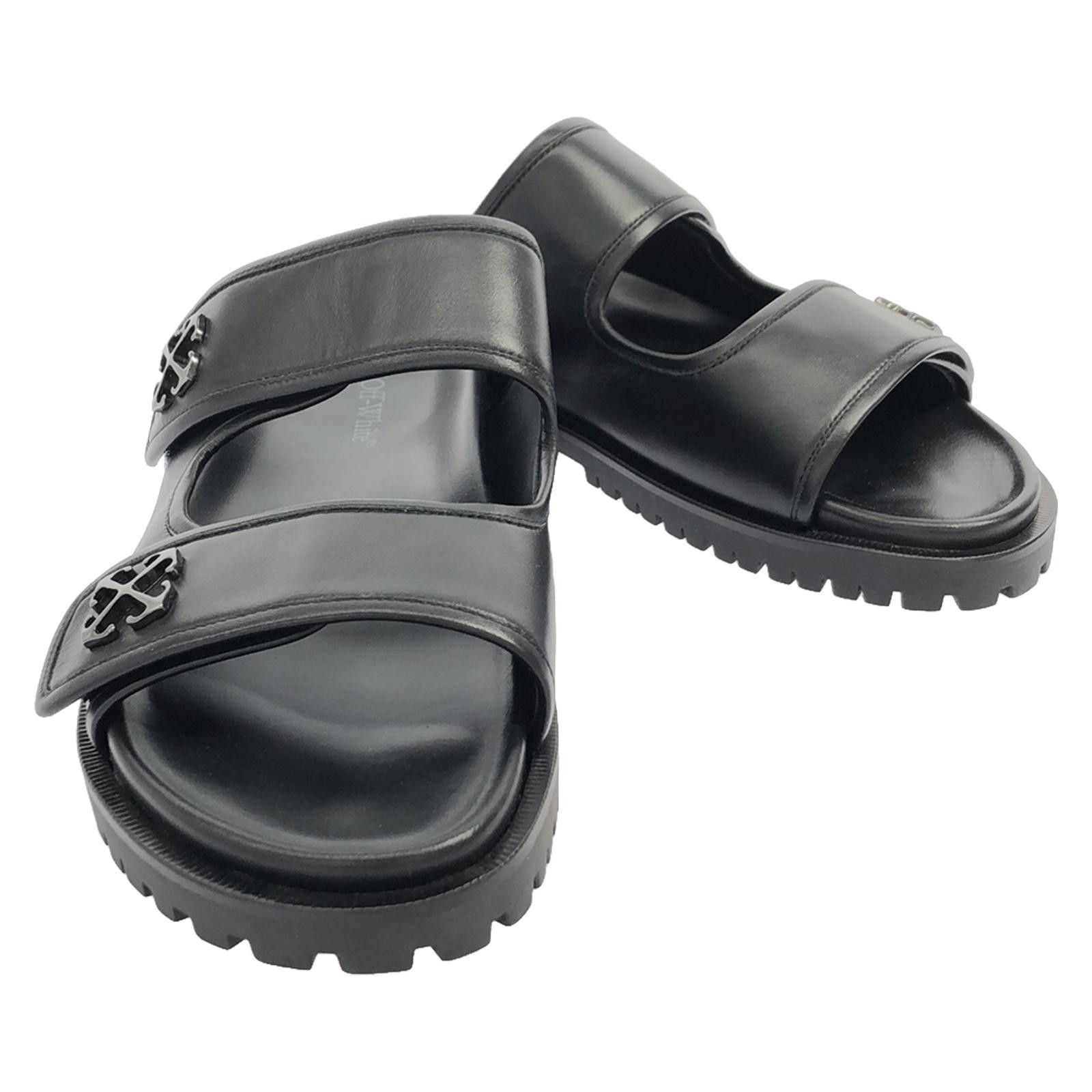 Off White Off-White Off-White Omih008S24Lea0011072 Leather Sandals Leather Shoes Omih008S24Lea0011072 in Black