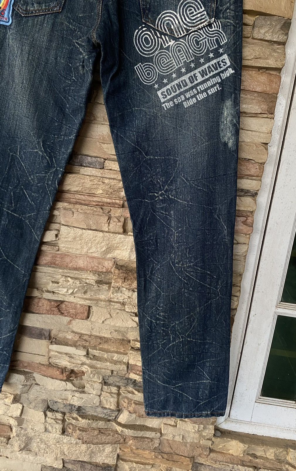 Japanese Brand Rare Flare Patchwork The Highest Hill Distressed Jeans Size US 33 - 16 Thumbnail