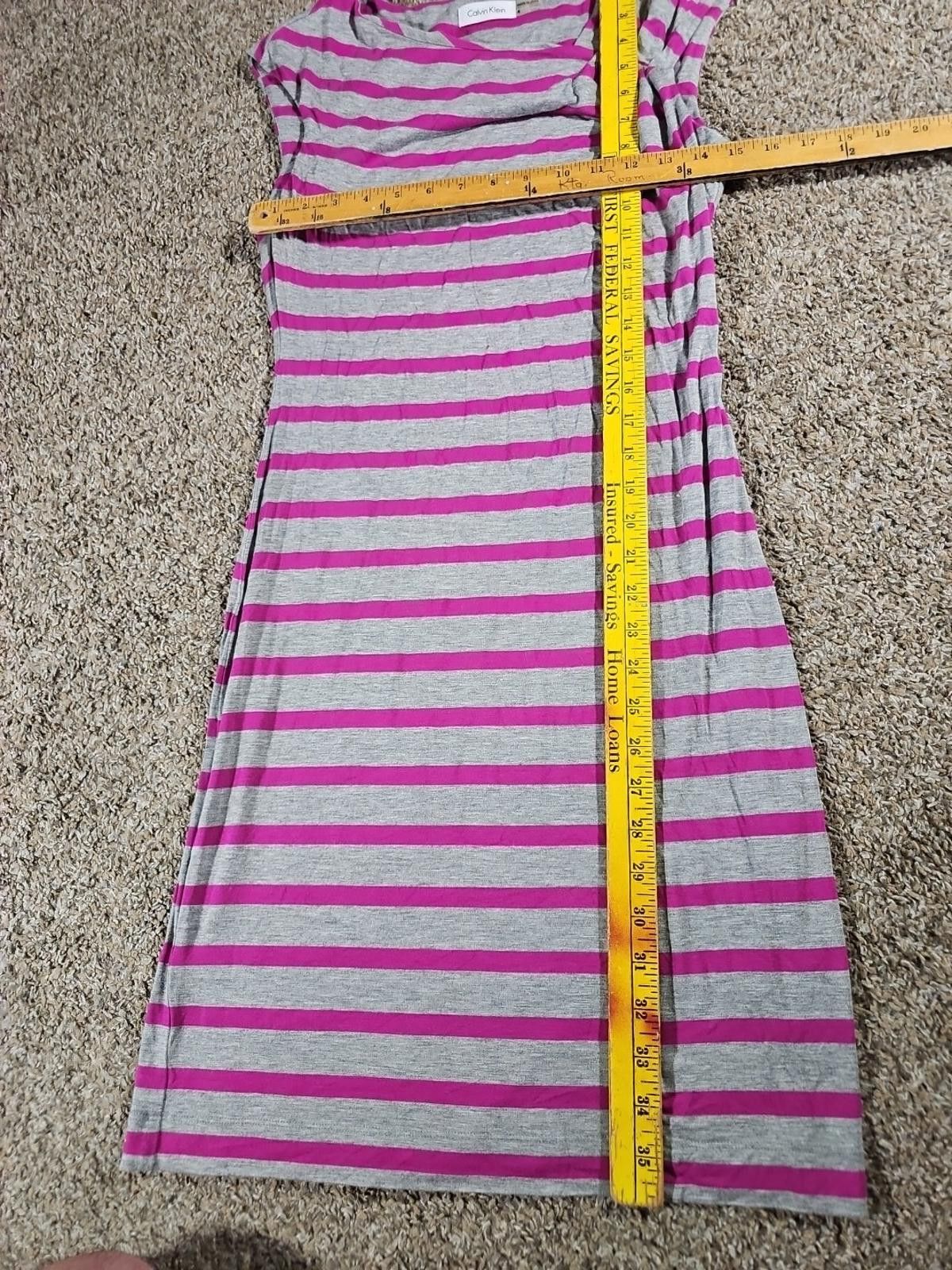 Calvin Klein Calvin Klein Sz 4 Pink/Gray Striped Dress Size S / US 4 / IT 40 - 3 Thumbnail