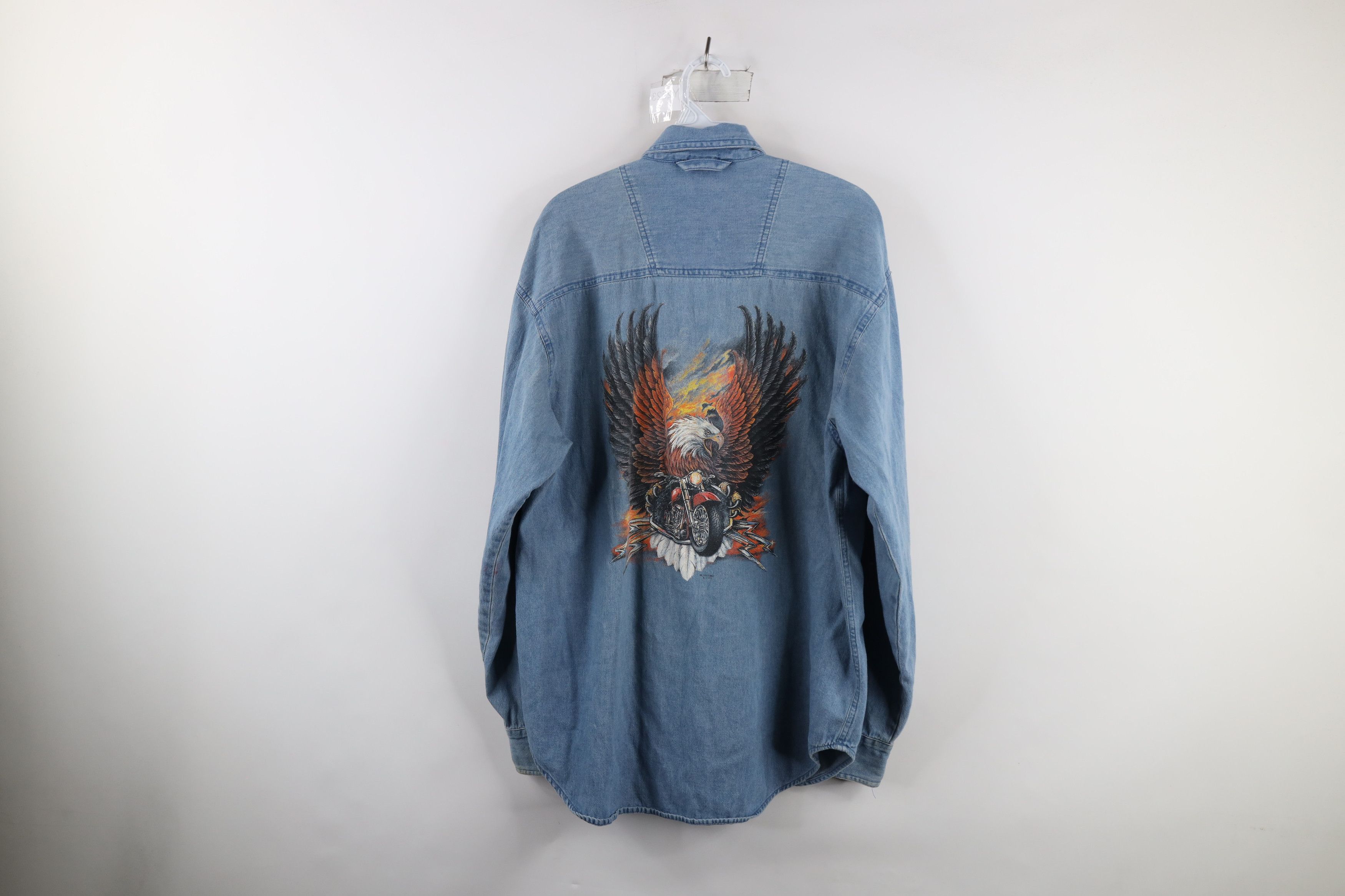 Vintage Vintage Y2K 2000 Eagle Lightning Denim Button Shirt Size US M / EU 48-50 / 2 - 9 Thumbnail