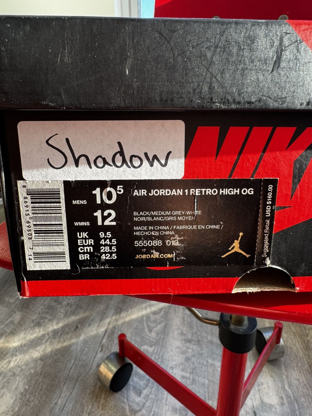 Nike Nike Air Jordan 1 Retro High OG 'Shadow' 2018 Size US 10.5 / EU 43-44 - 8 Thumbnail