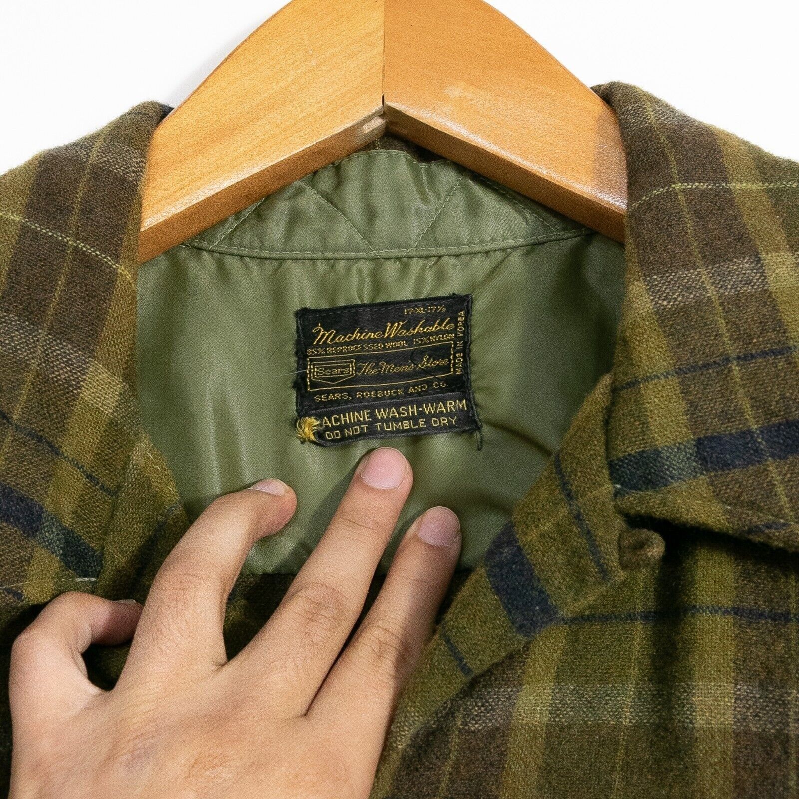 Sears × Vintage Vintage Sears Wool Button Up Shirt XL Long Sleeve Distressed Size US XL / EU 56 / 4 - 6 Thumbnail