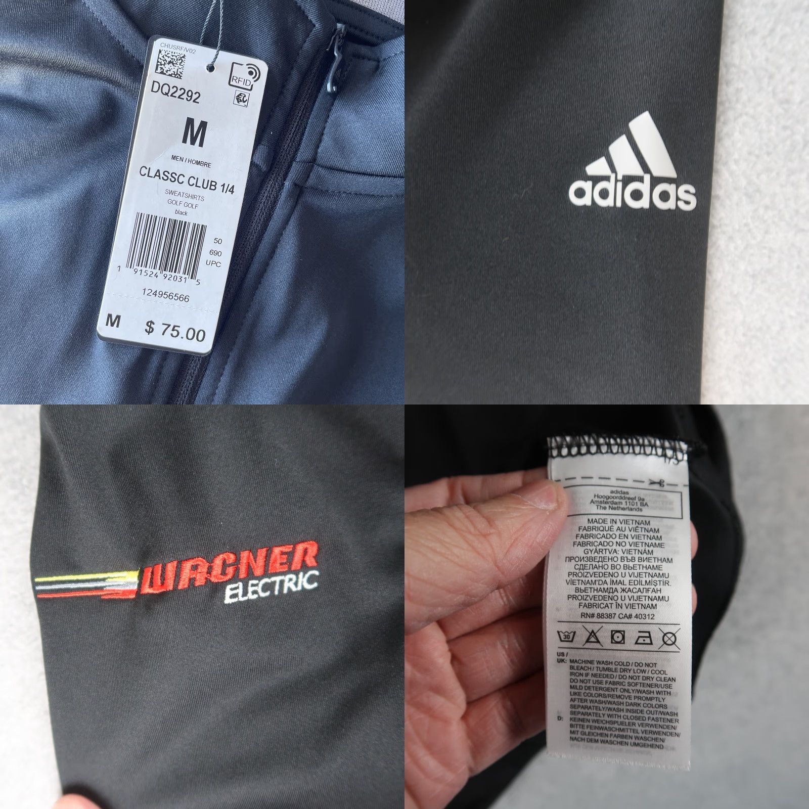 Adidas Adidas First Tee Louisville Golf Headquarters 1/4 Zip Pullover Men's M Medium Black Long Sleeve Mock Neck Stand-Up Collar Casual Pullover Golf Size US M / EU 48-50 / 2 - 8 Thumbnail