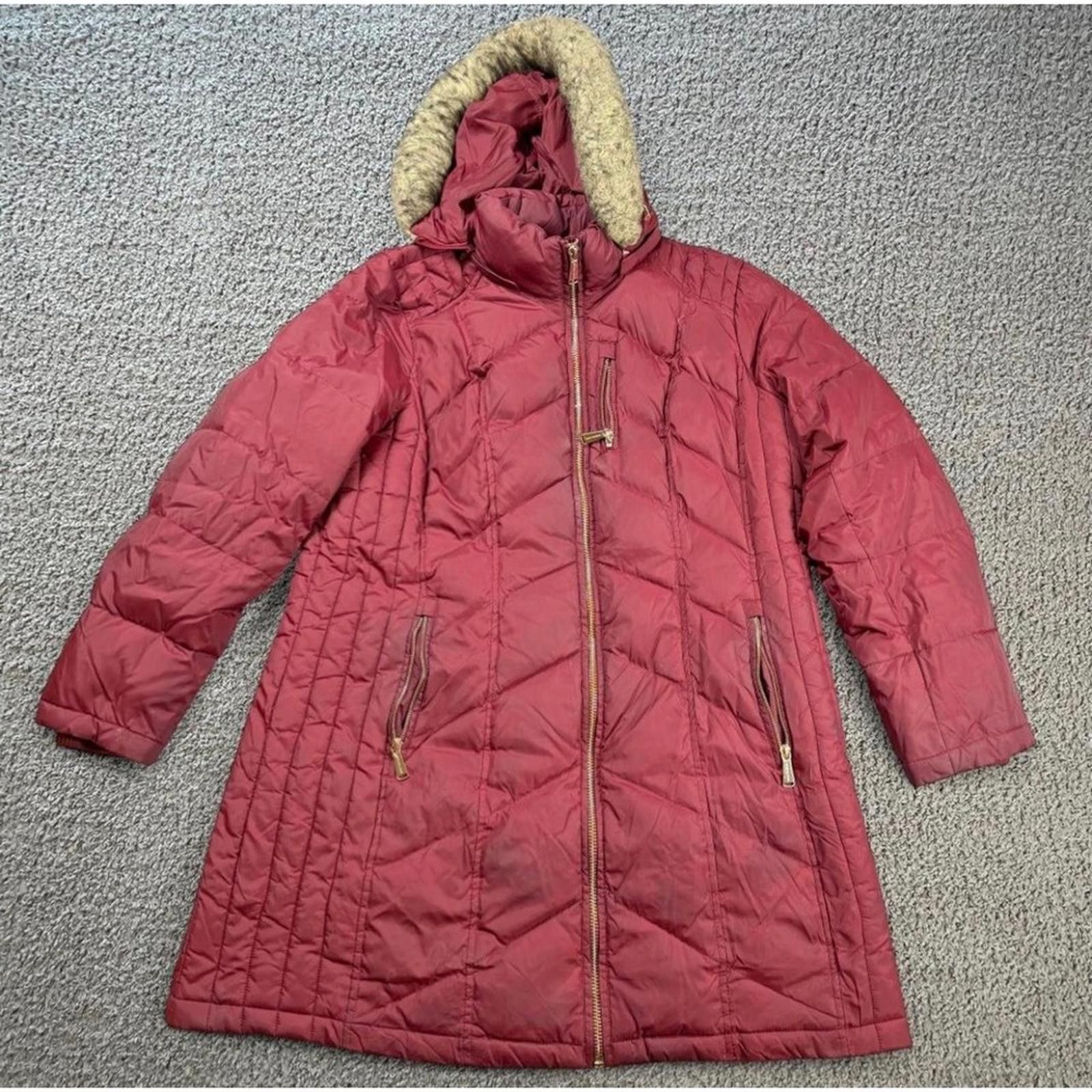 Michael Kors Michael Kors Burgundy Quilted Down Puffer Coat Faux Fur Hood Size XL / US 12-14 / IT 48-50 - 1 Thumbnail