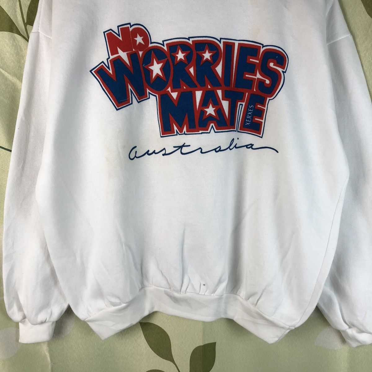 Vintage No Worries Mate White Sweatshirt #7460 Size US M / EU 48-50 / 2 - 6 Thumbnail